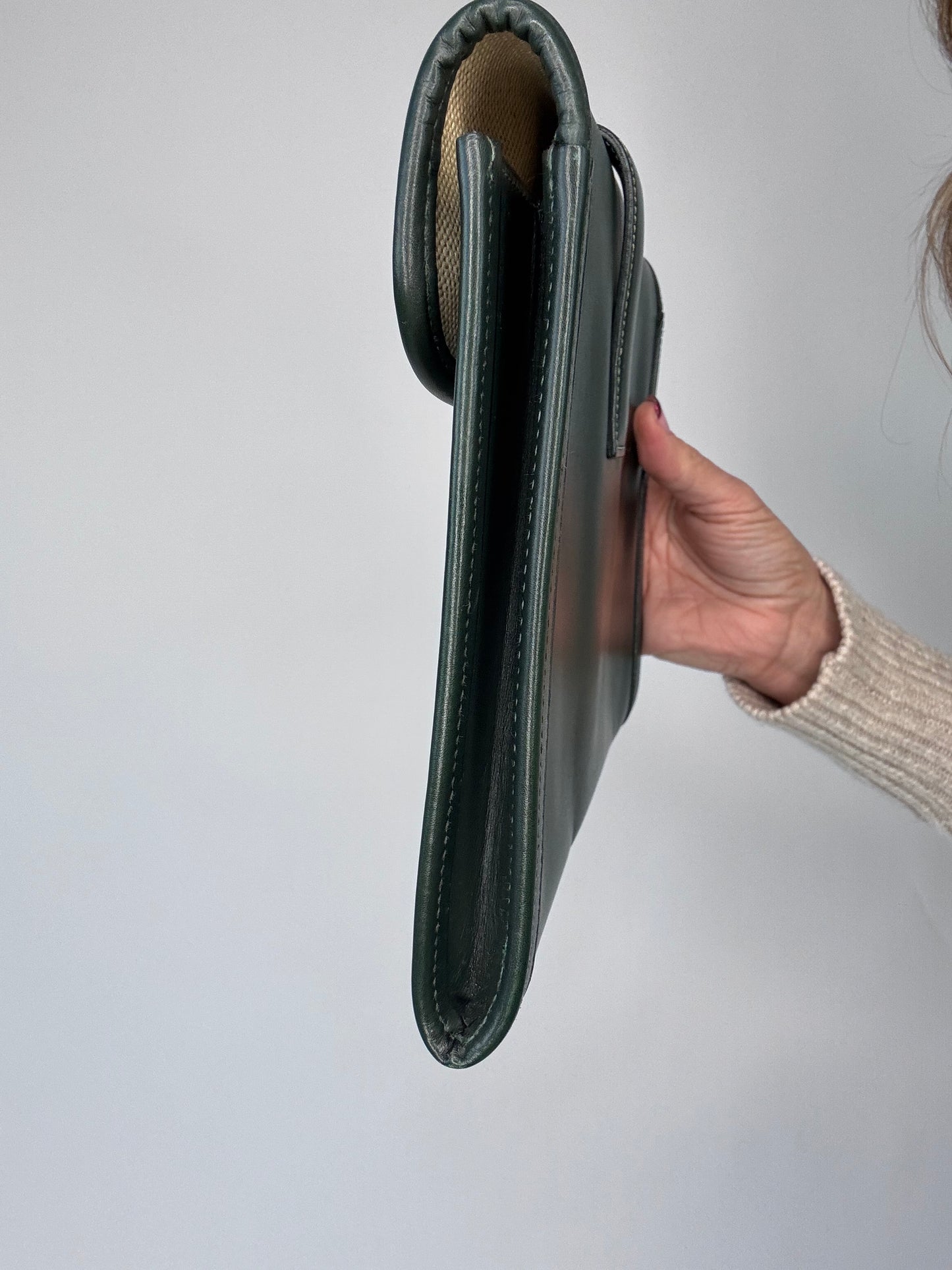 Hermes Jige PM Clutch Bag Dark Green Box Calf