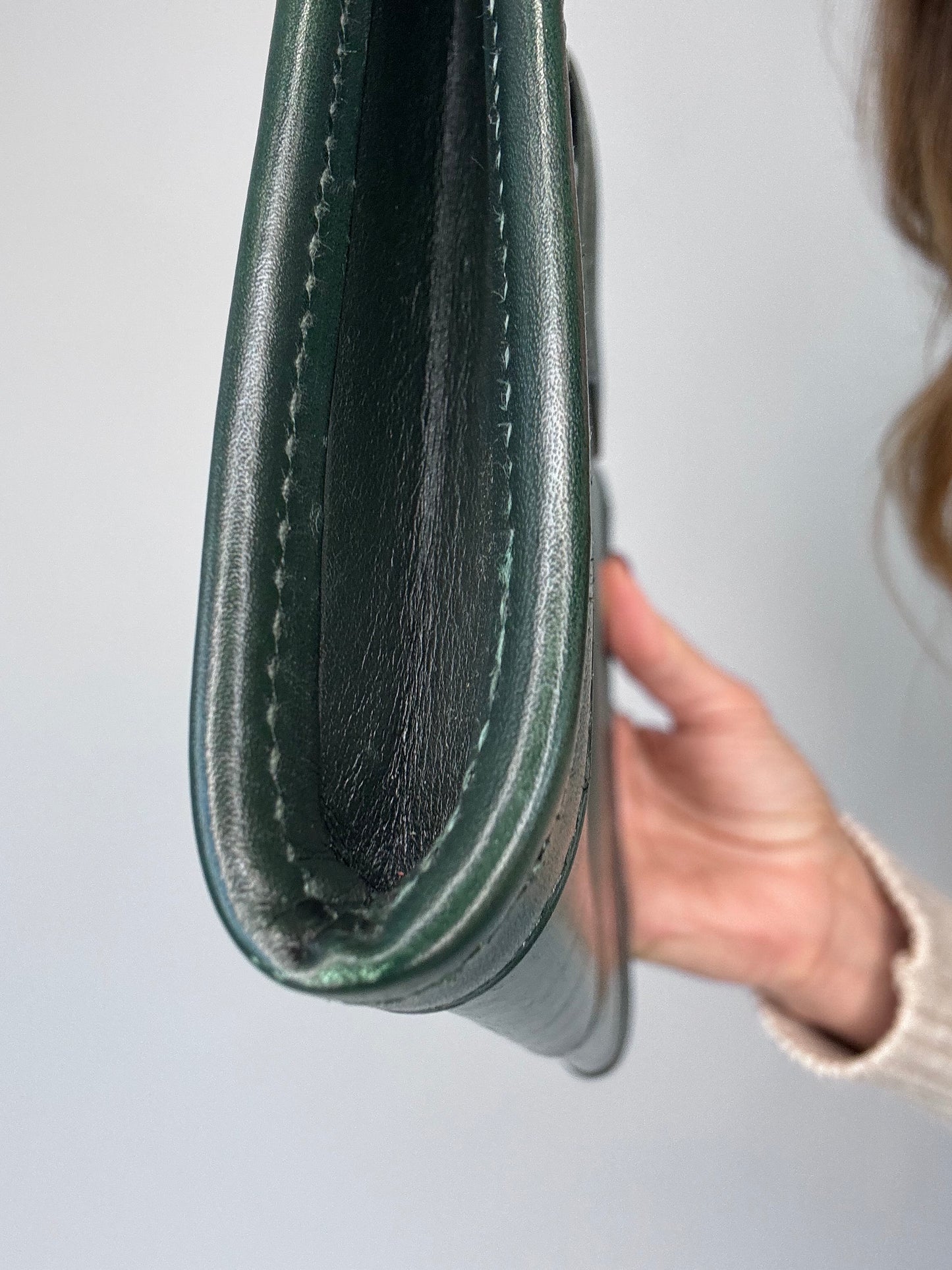 Hermes Jige PM Clutch Bag Dark Green Box Calf