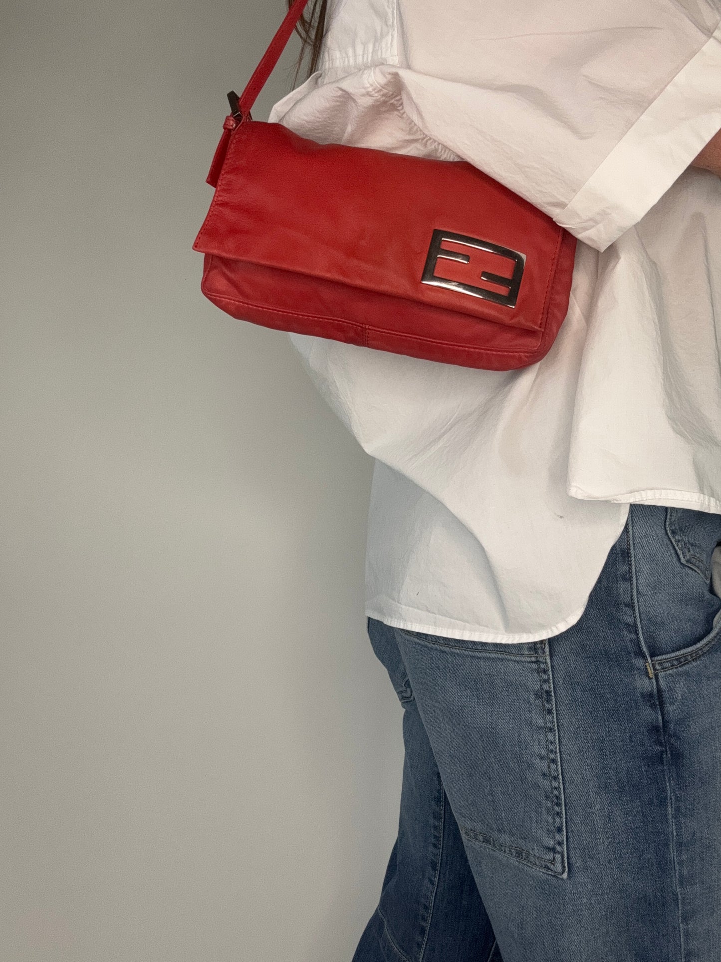 Fendi Vintage Nappa Leather Baguette Pochette