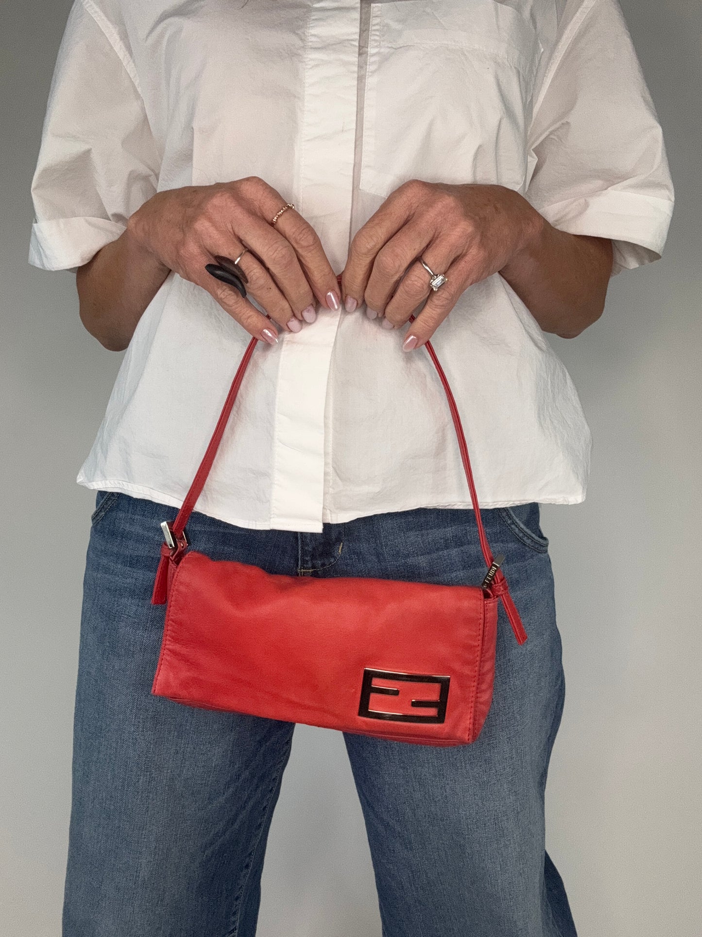 Fendi Vintage Nappa Leather Baguette Pochette