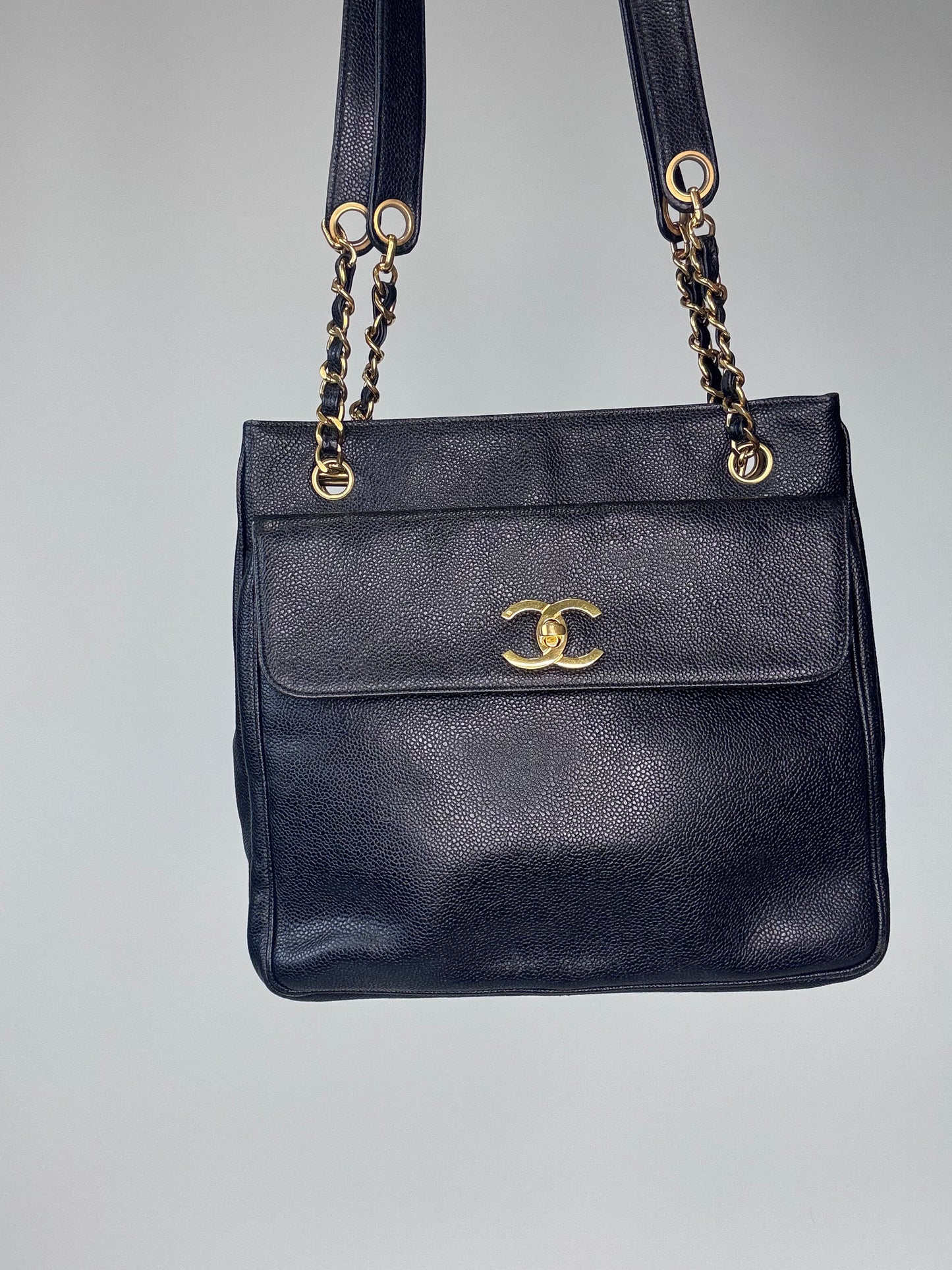 Chanel Rare Cocomark Double Sided Tote Caviar Black