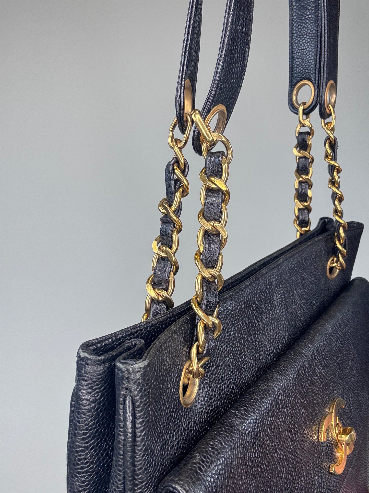 Chanel Rare Cocomark Double Sided Tote Caviar Black