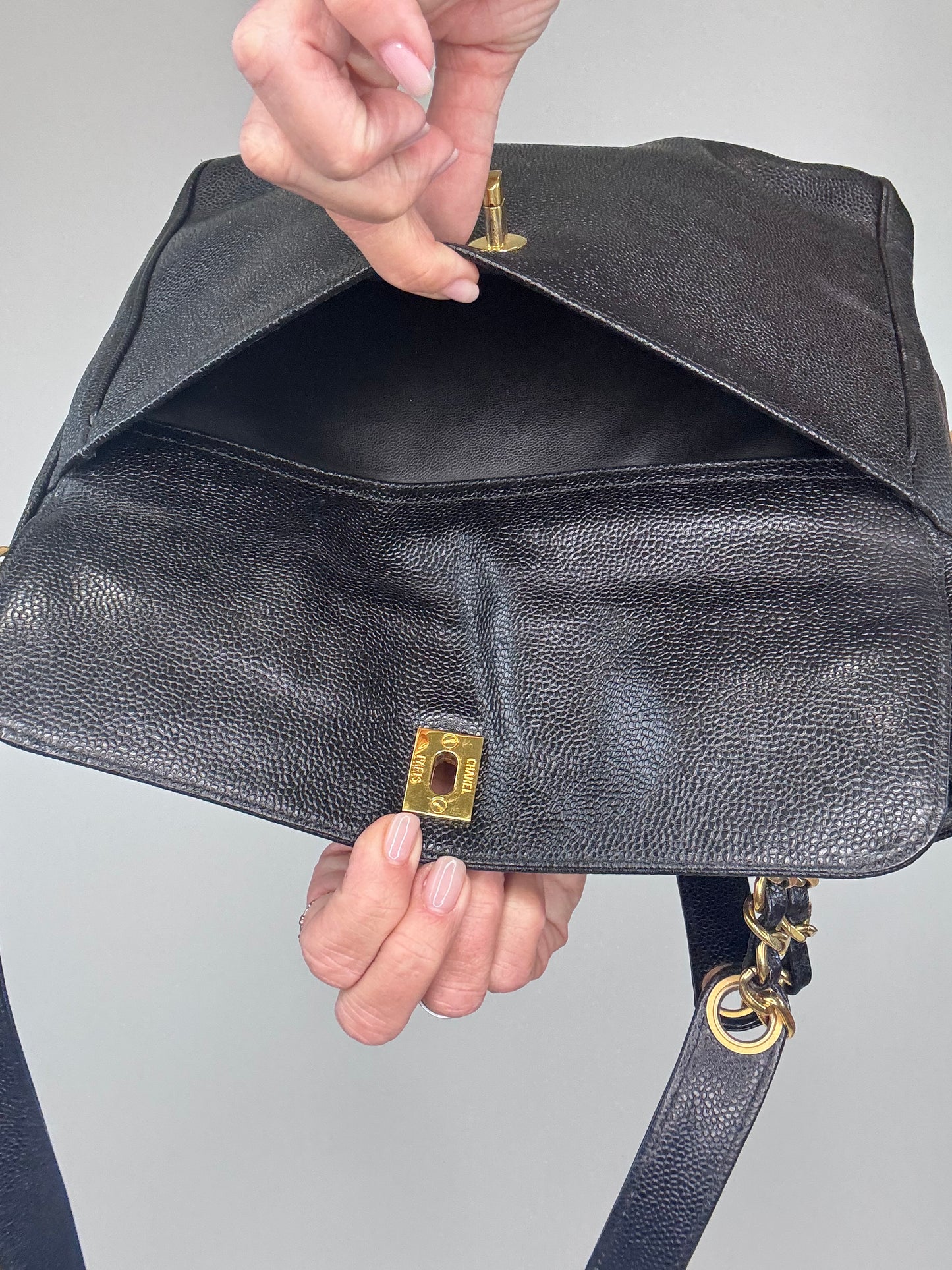 Chanel Rare Cocomark Double Sided Tote Caviar Black