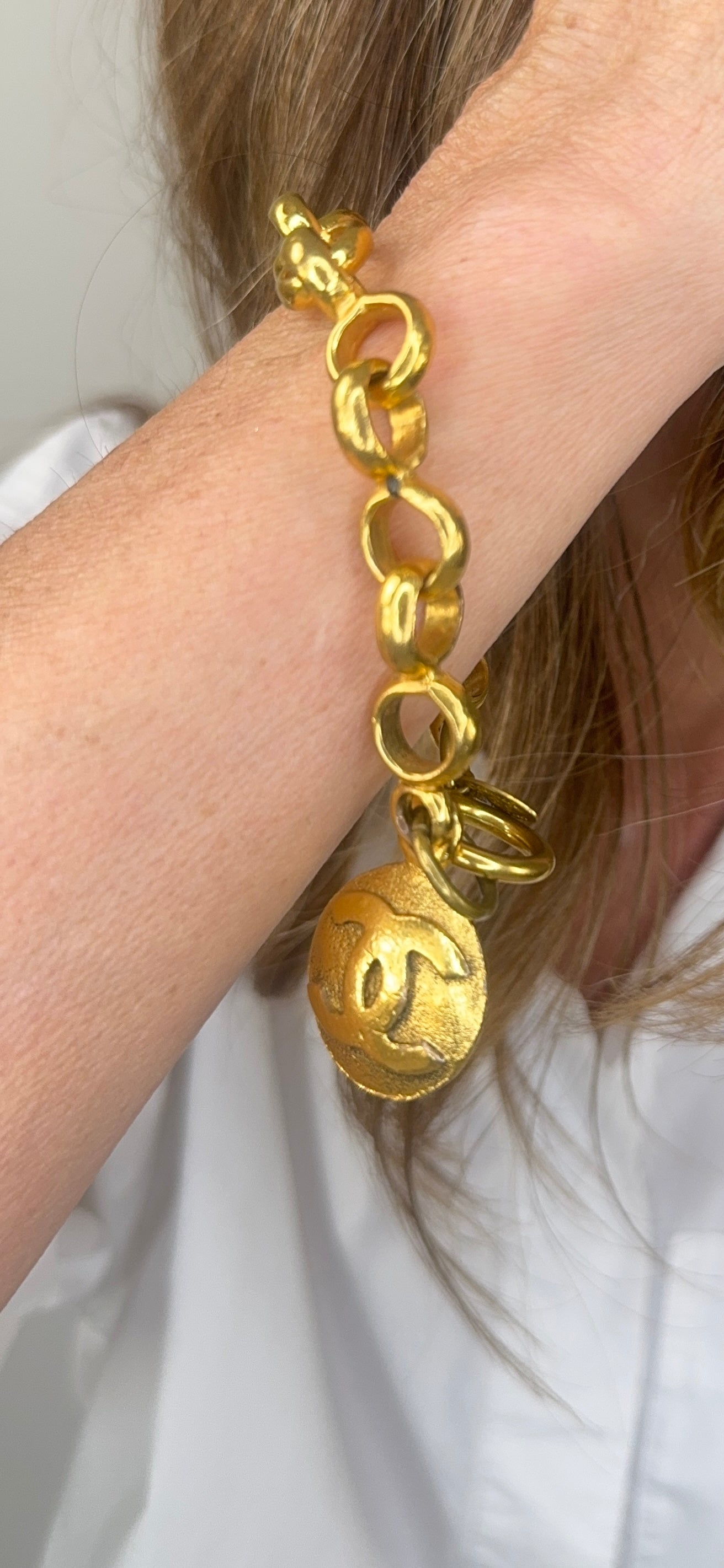 Chanel Rare Vintage CC Medallion Chain Link Bracelet