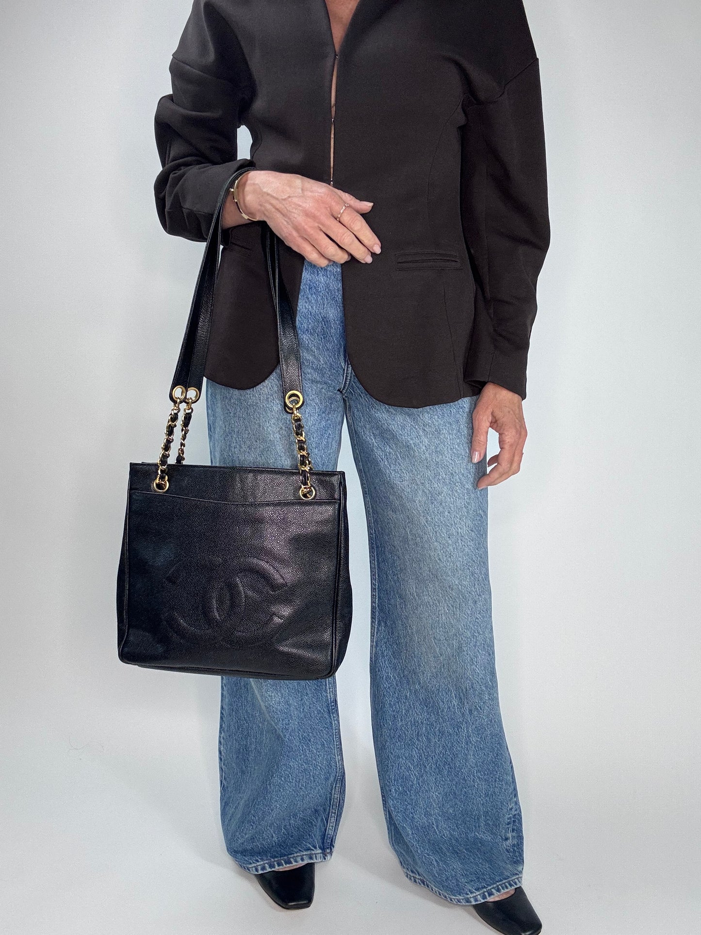 Chanel Rare Cocomark Double Sided Tote Caviar Black