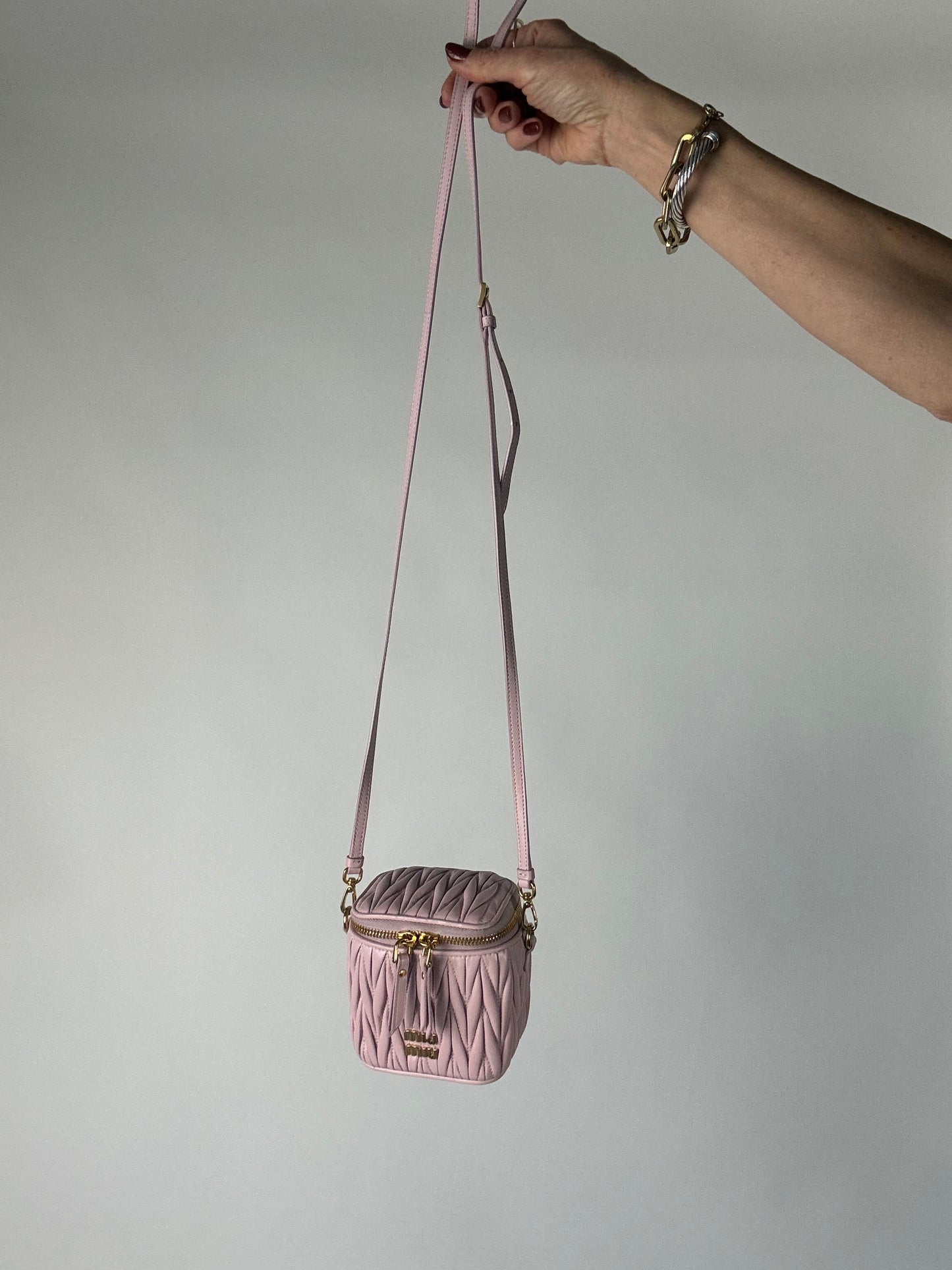 MIU MIU Micro Bag / Matelasse Vanity Bag Pink Nappa Leather