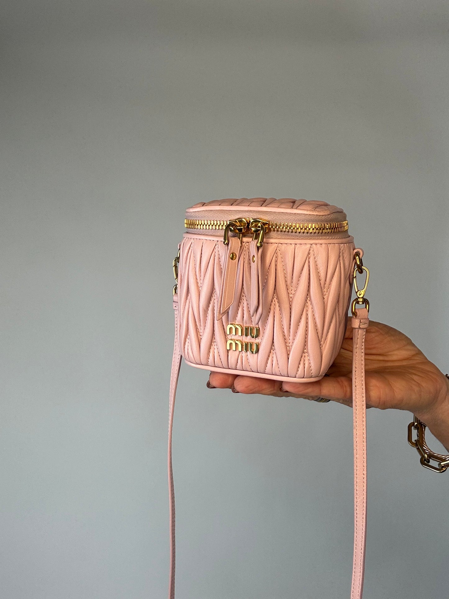 MIU MIU Micro Bag / Matelasse Vanity Bag Pink Nappa Leather