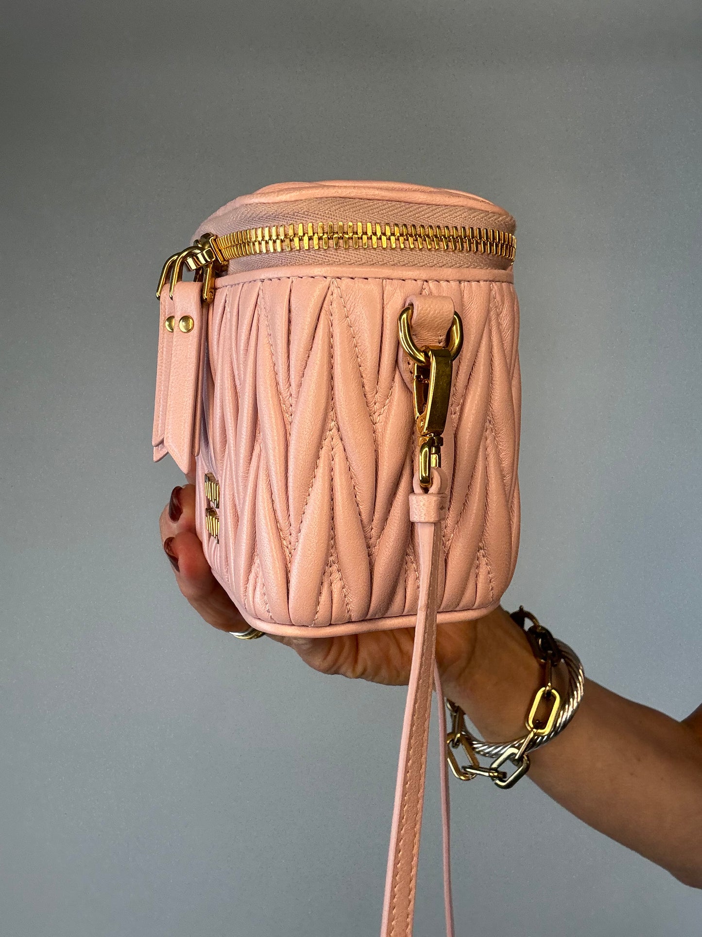 MIU MIU Micro Bag / Matelasse Vanity Bag Pink Nappa Leather