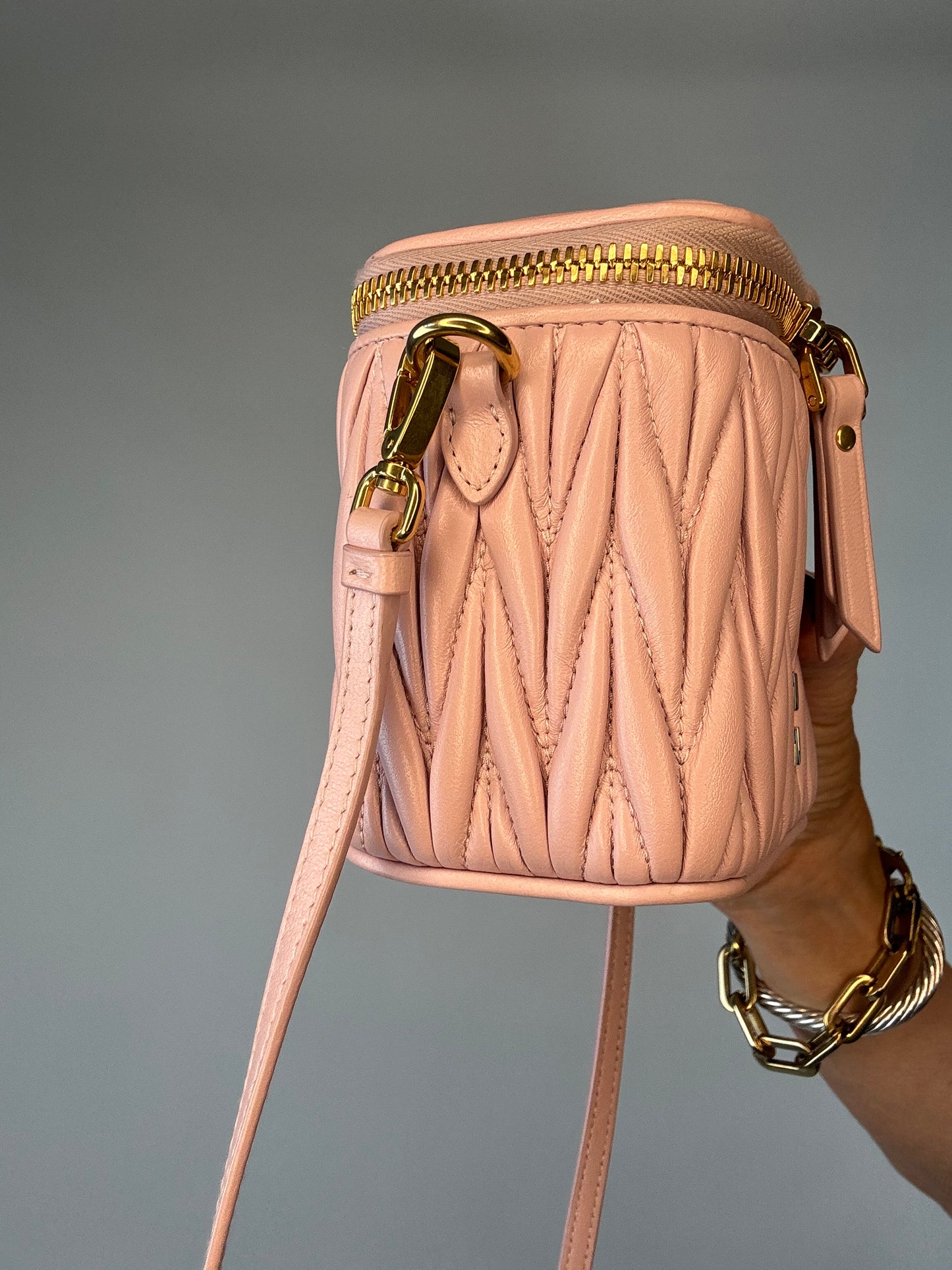 MIU MIU Micro Bag / Matelasse Vanity Bag Pink Nappa Leather