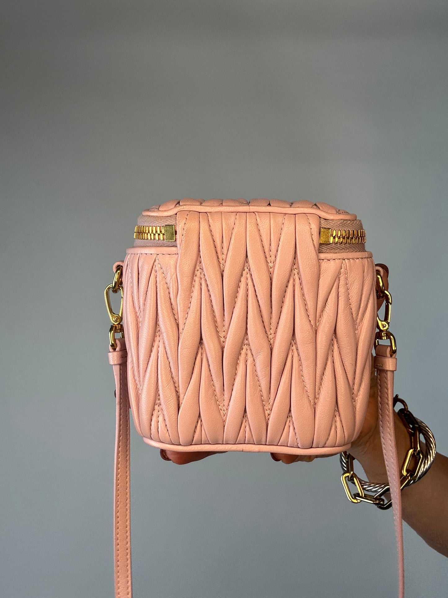 MIU MIU Micro Bag / Matelasse Vanity Bag Pink Nappa Leather