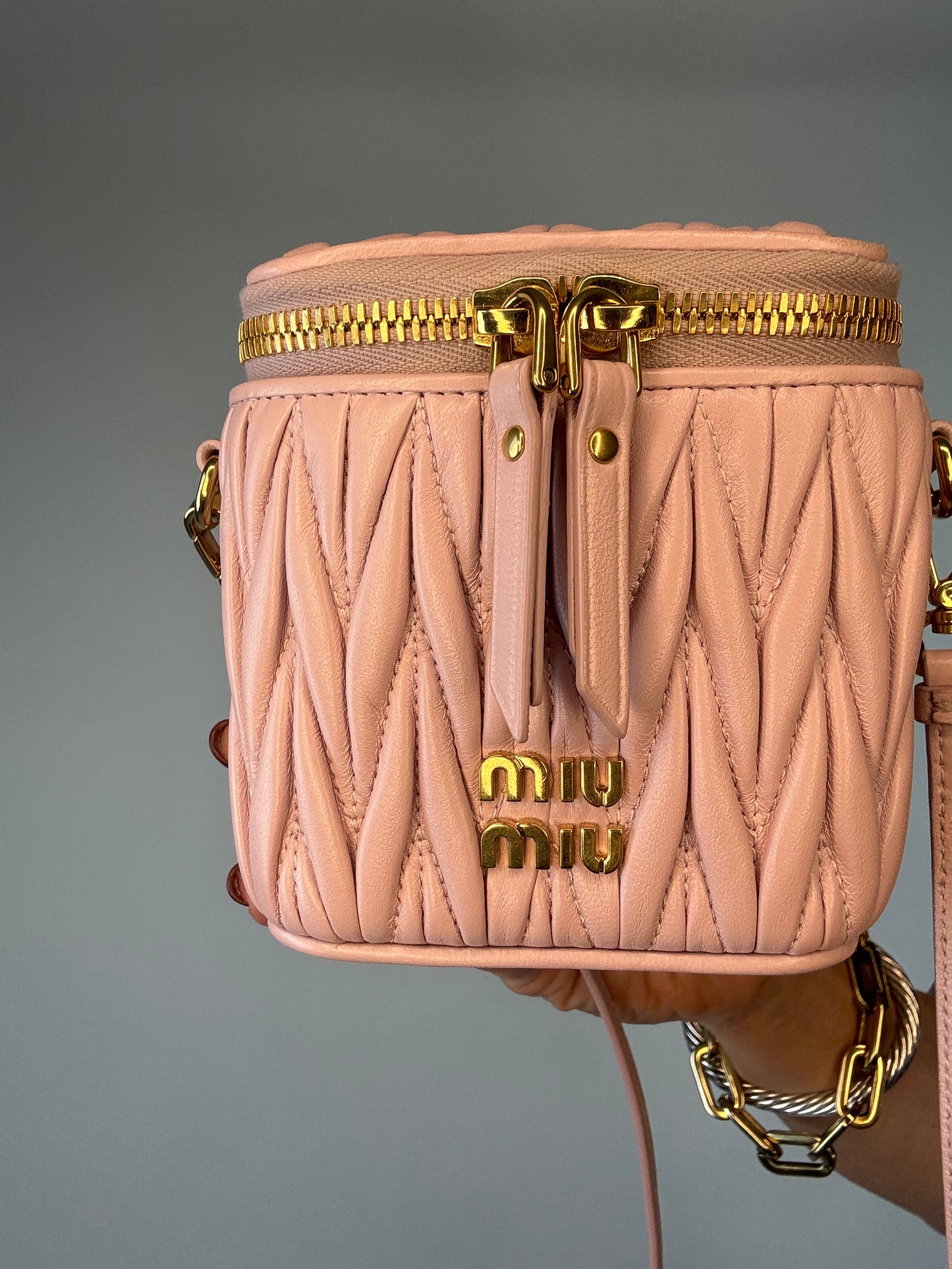 MIU MIU Micro Bag / Matelasse Vanity Bag Pink Nappa Leather
