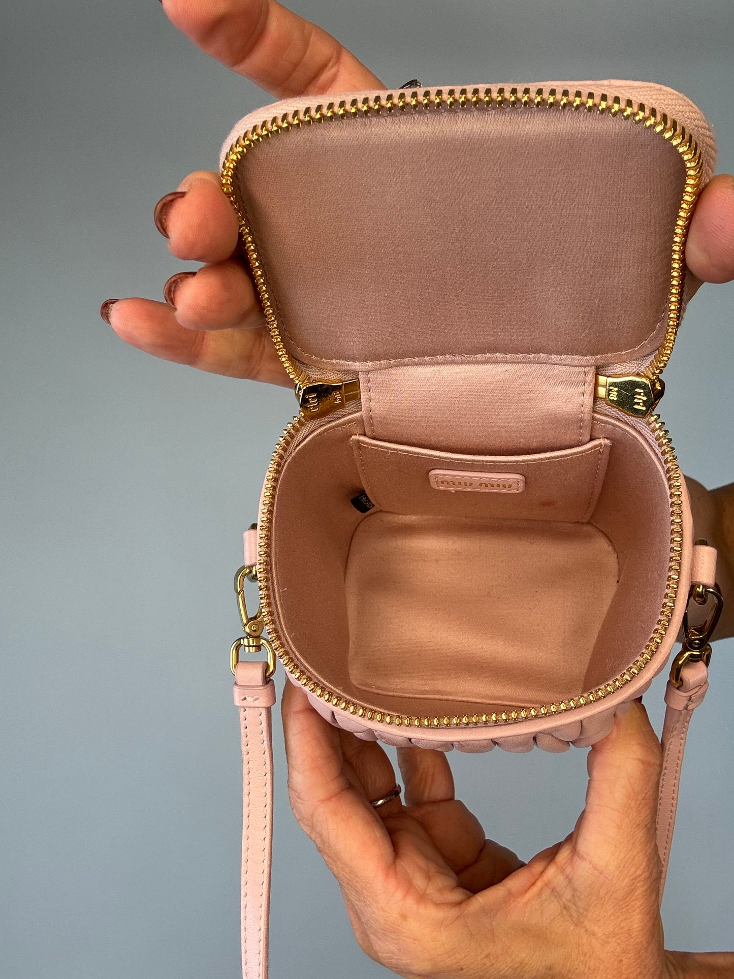 MIU MIU Micro Bag / Matelasse Vanity Bag Pink Nappa Leather