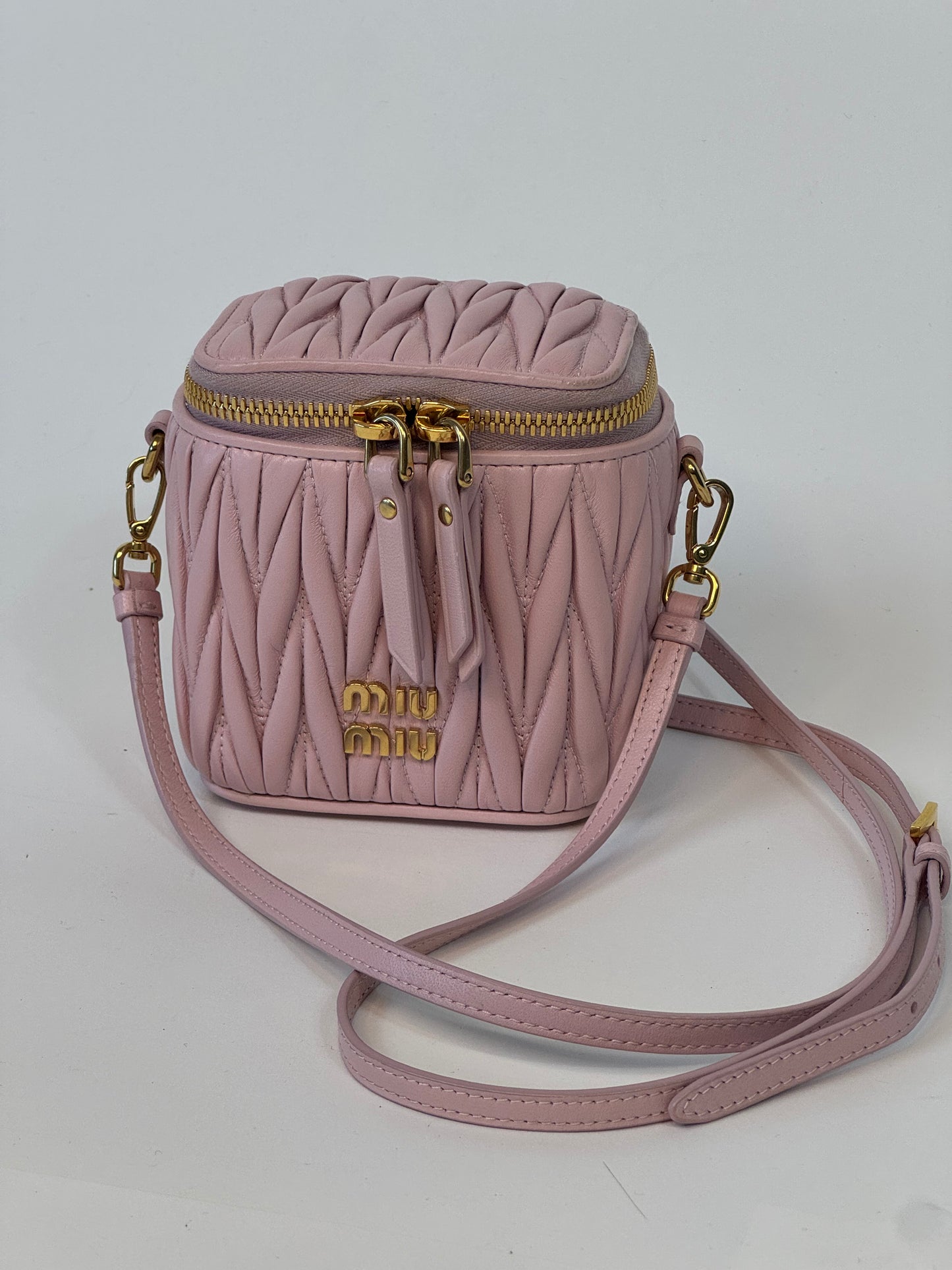 MIU MIU Micro Bag / Matelasse Vanity Bag Pink Nappa Leather