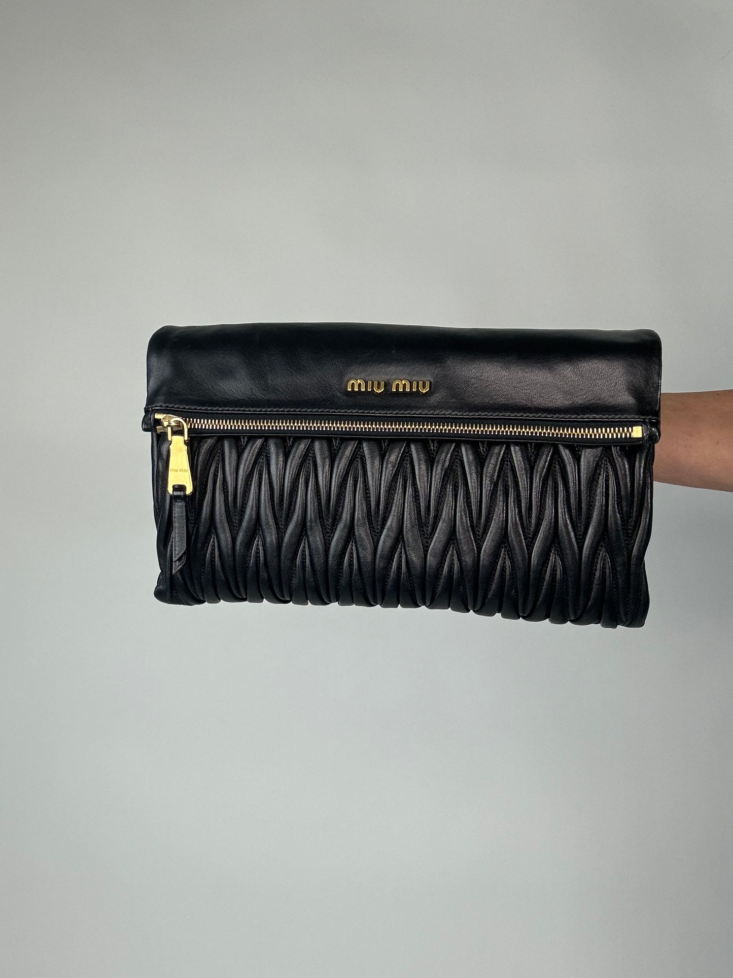 Miu Miu Matelasse Two Way Clutch Bag