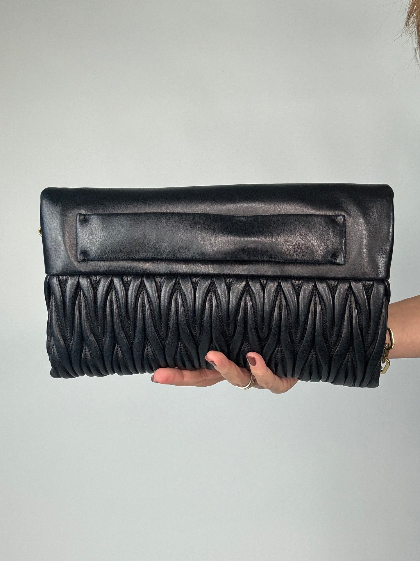 Miu Miu Matelasse Two Way Clutch Bag