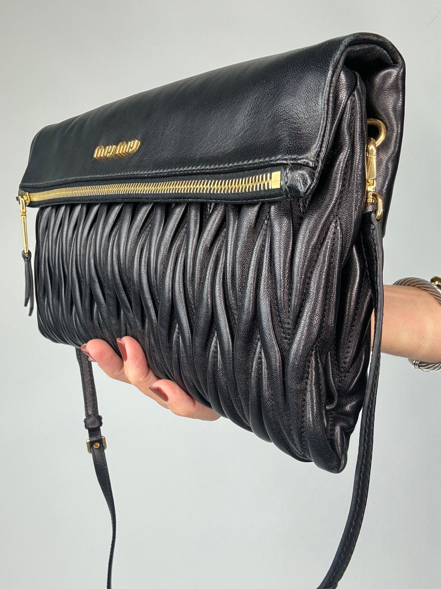 Miu Miu Matelasse Two Way Clutch Bag