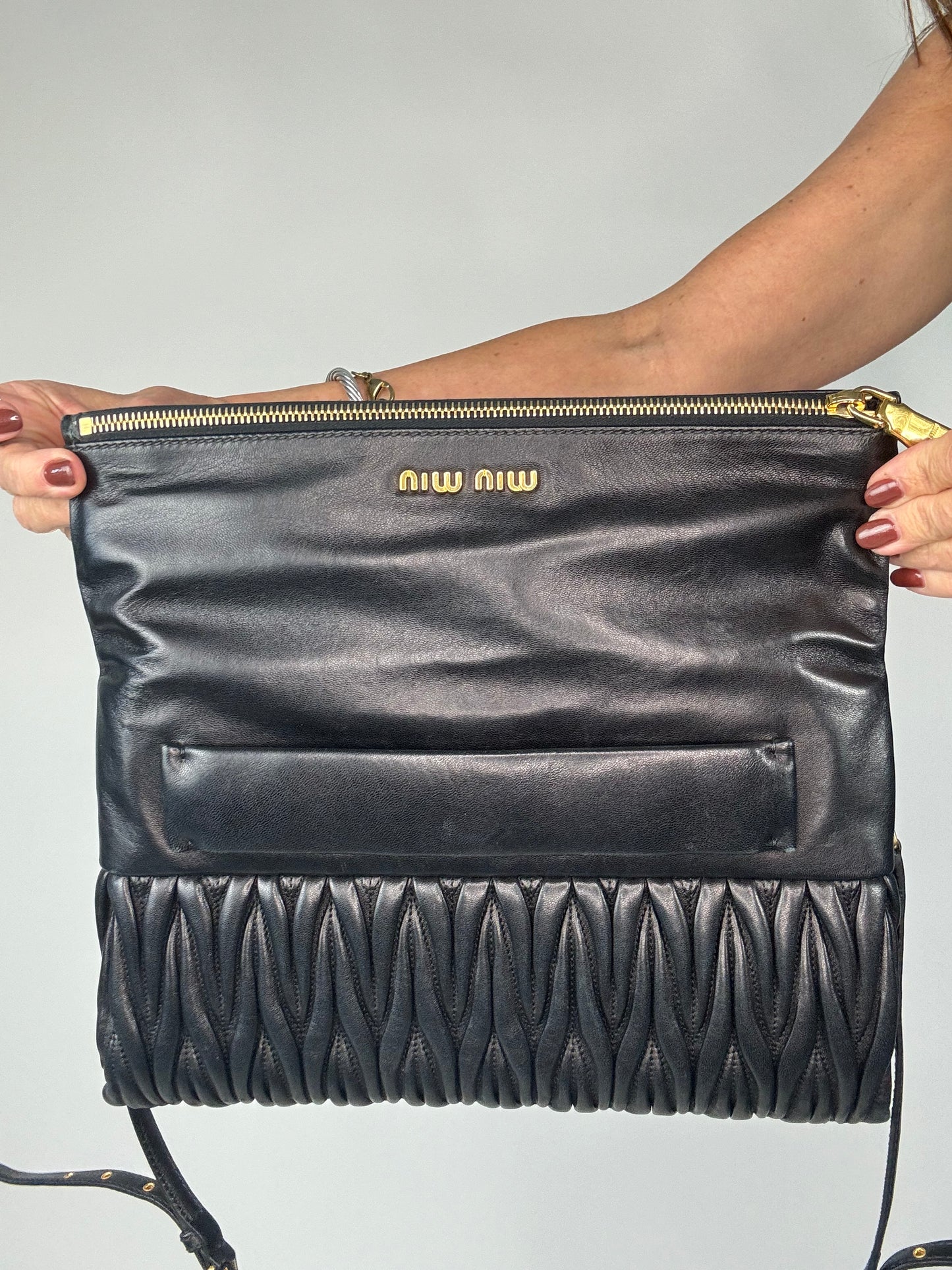 Miu Miu Matelasse Two Way Clutch Bag