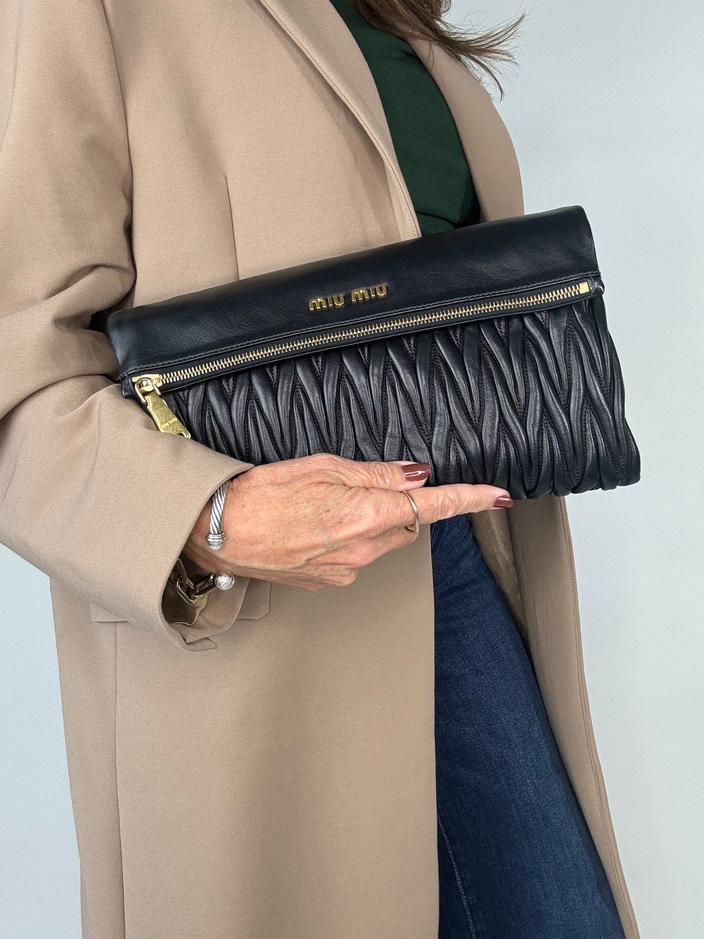 Miu Miu Matelasse Two Way Clutch Bag