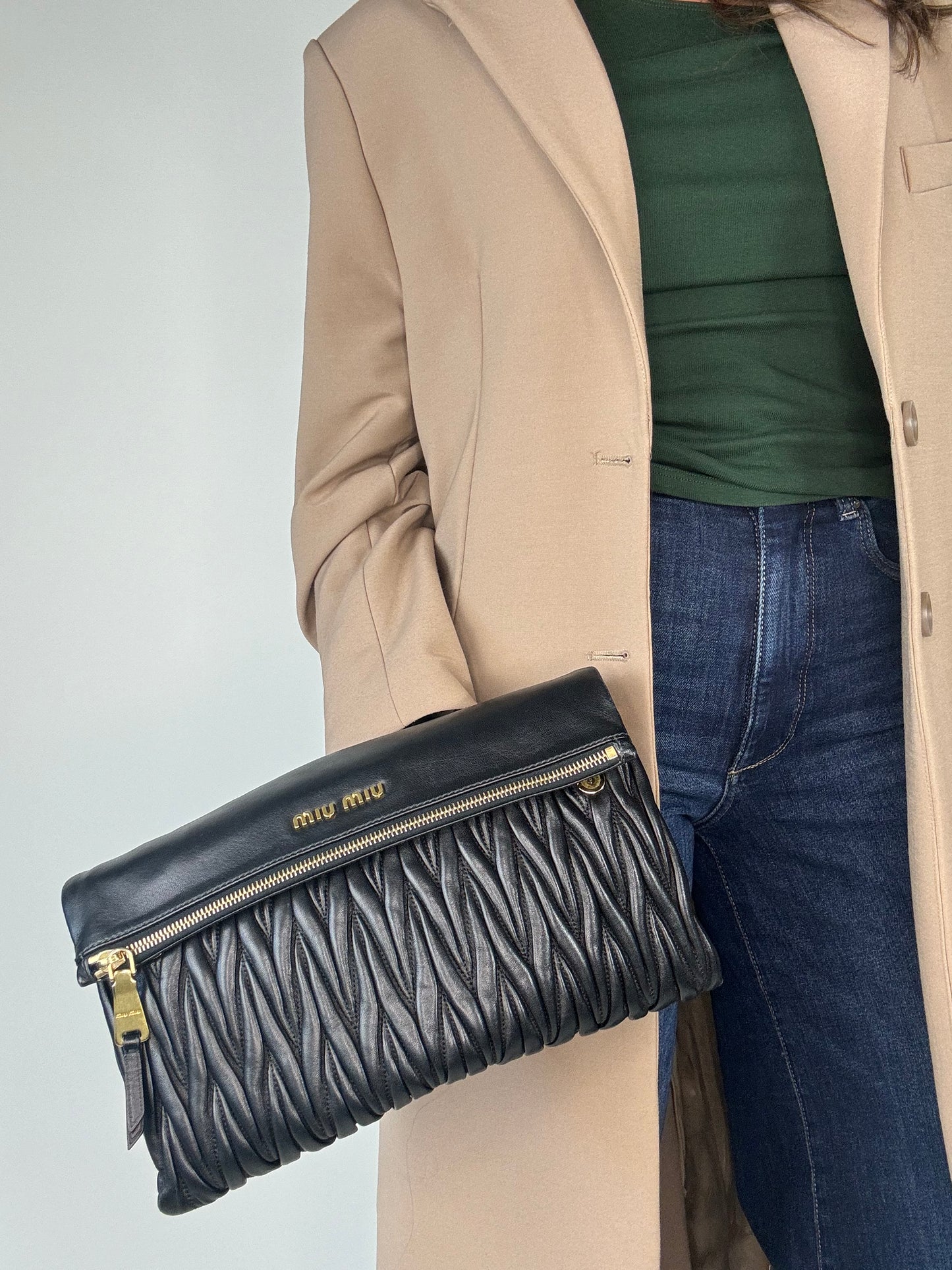 Miu Miu Matelasse Two Way Clutch Bag