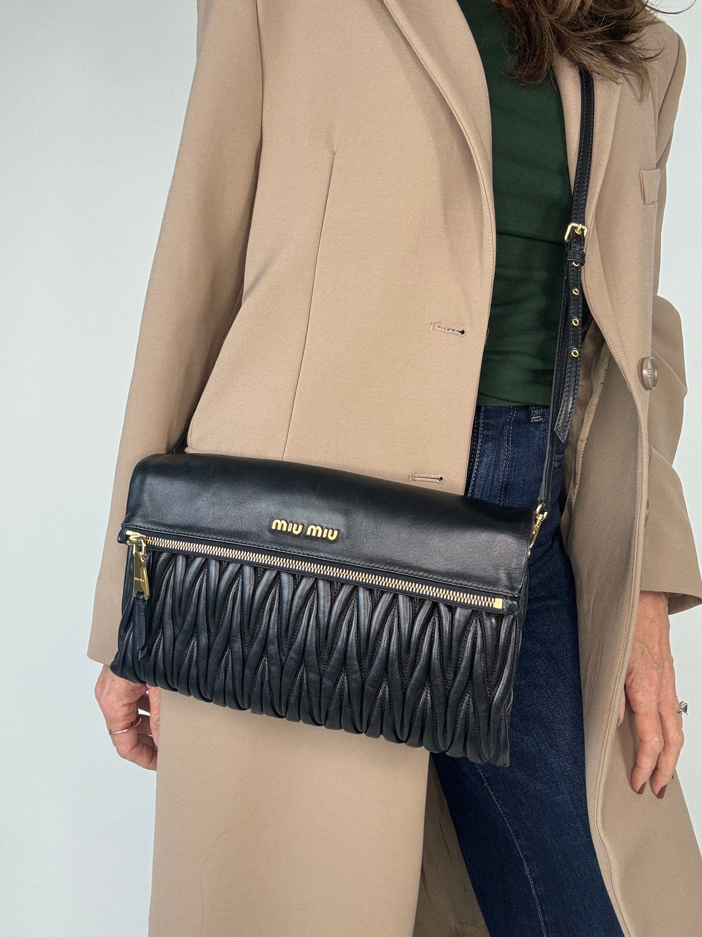 Miu Miu Matelasse Two Way Clutch Bag