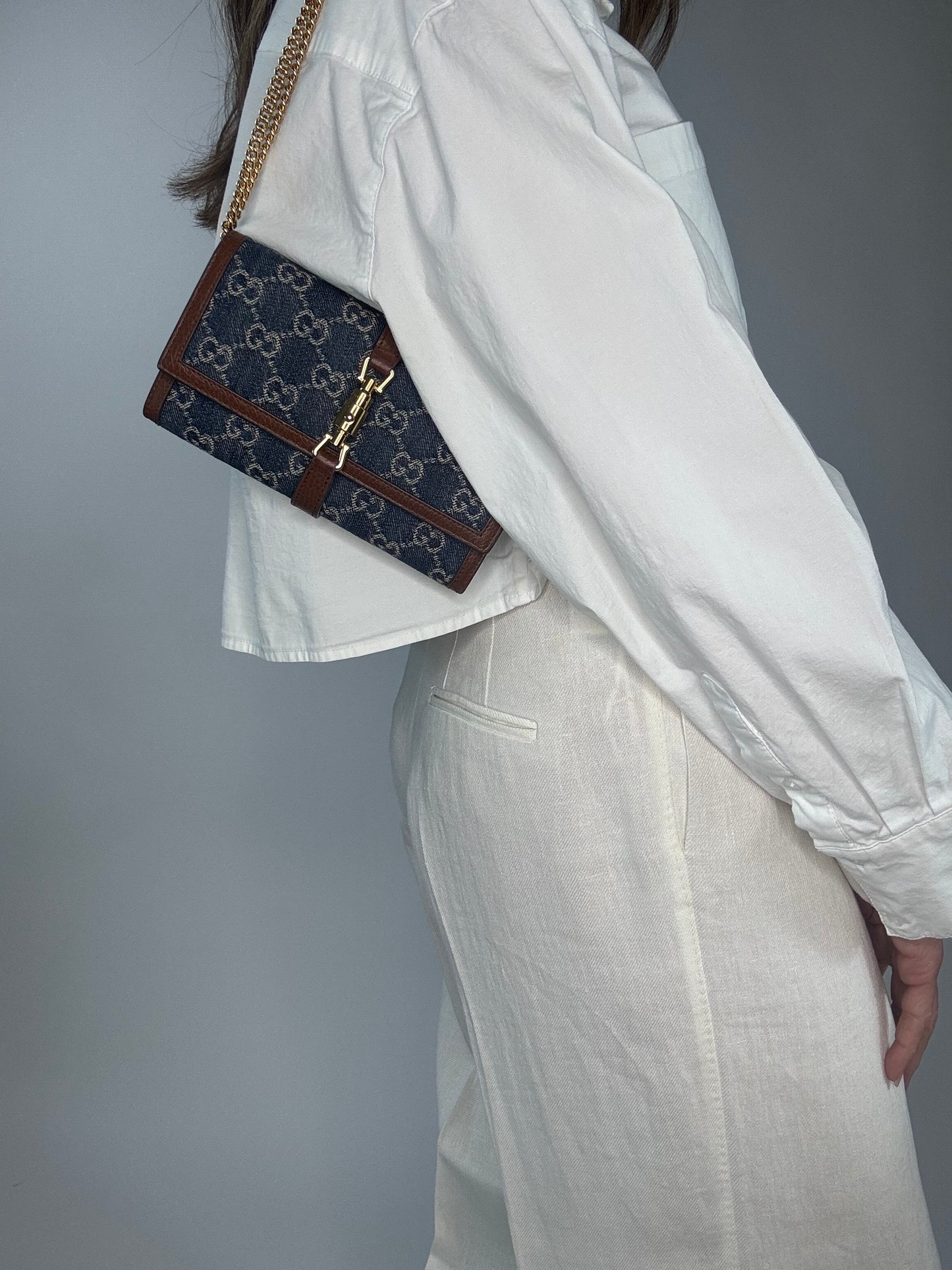 Gucci Jackie 1961 Denim Wallet On Chain