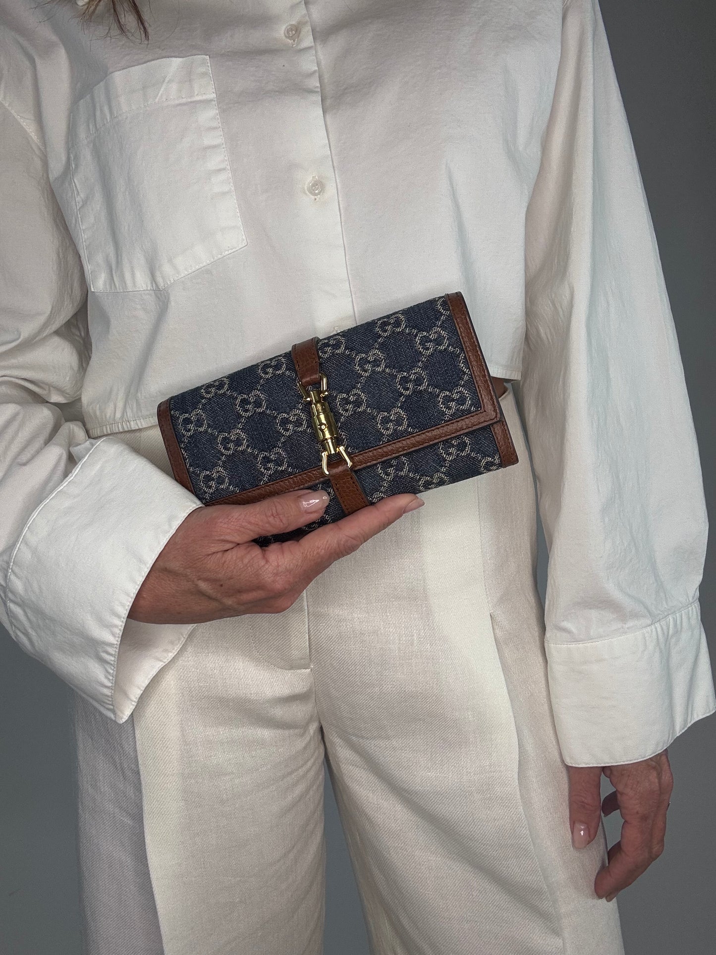 Gucci Jackie 1961 Denim Wallet On Chain