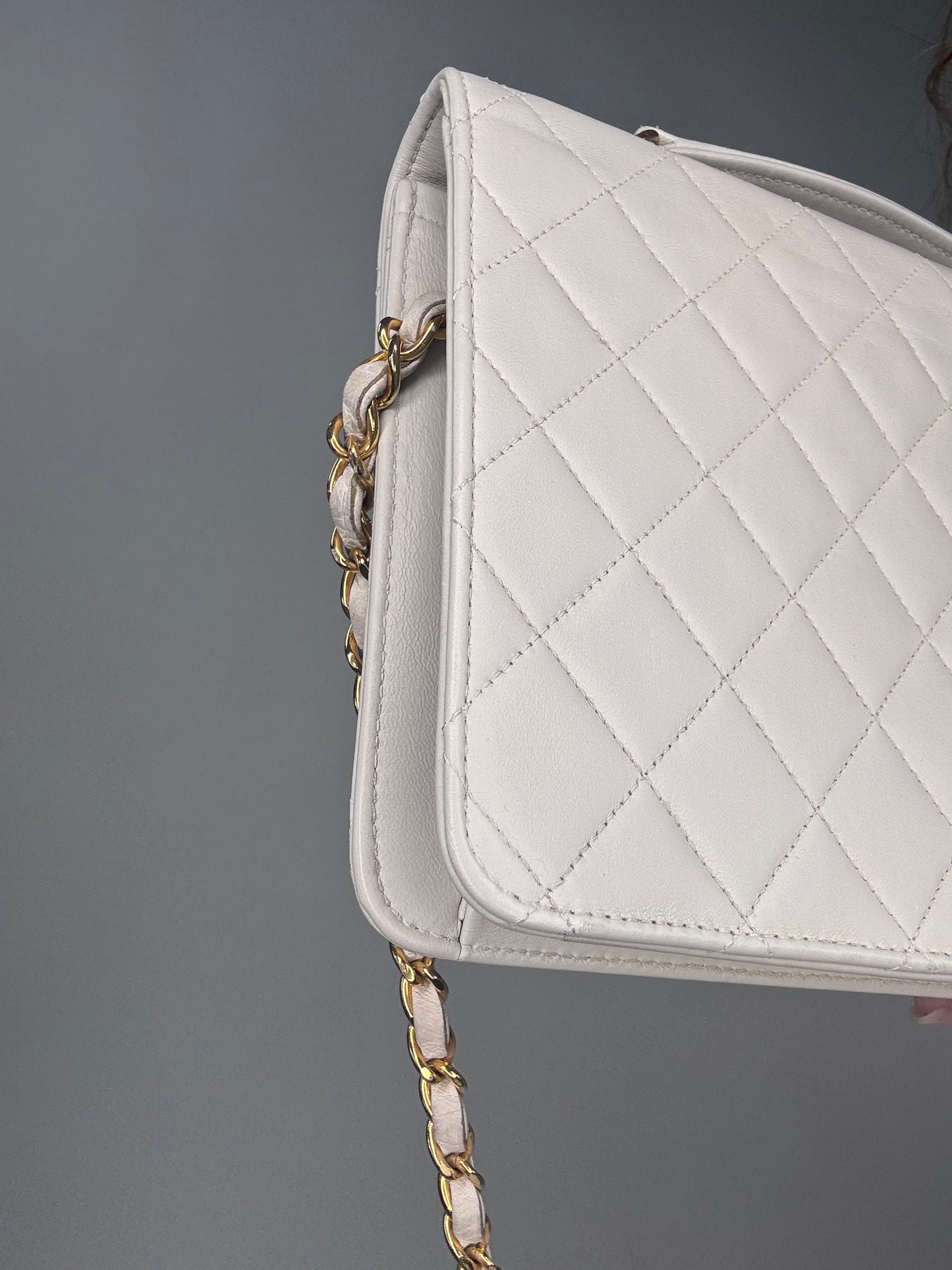 Chanel Double Turn Lock Brief case Bag White