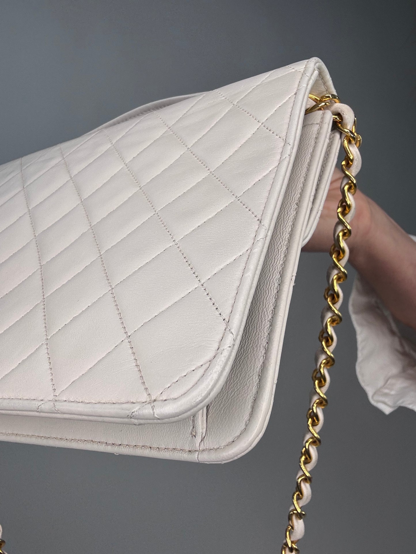 Chanel Double Turn Lock Brief case Bag White
