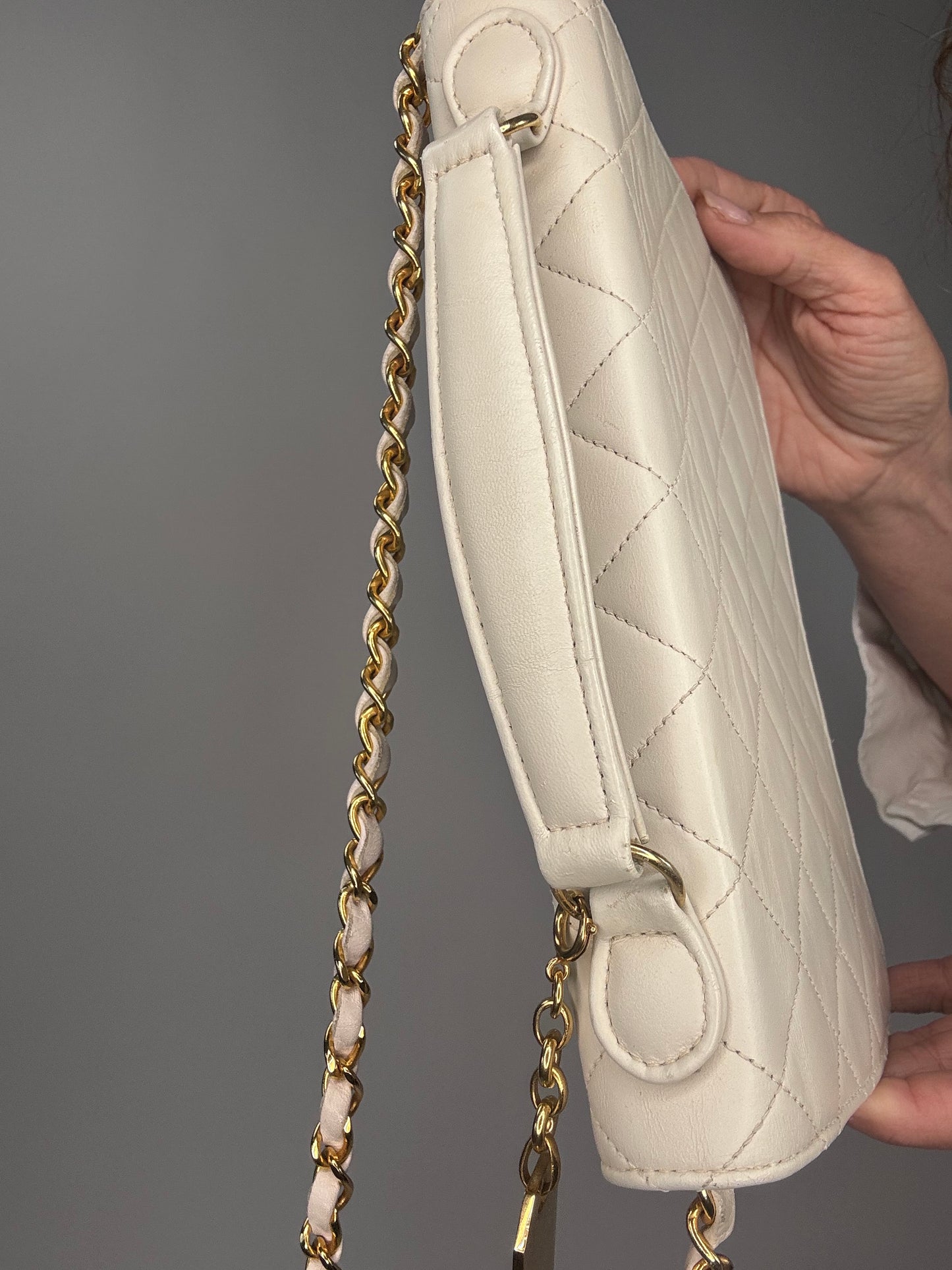 Chanel Double Turn Lock Brief case Bag White