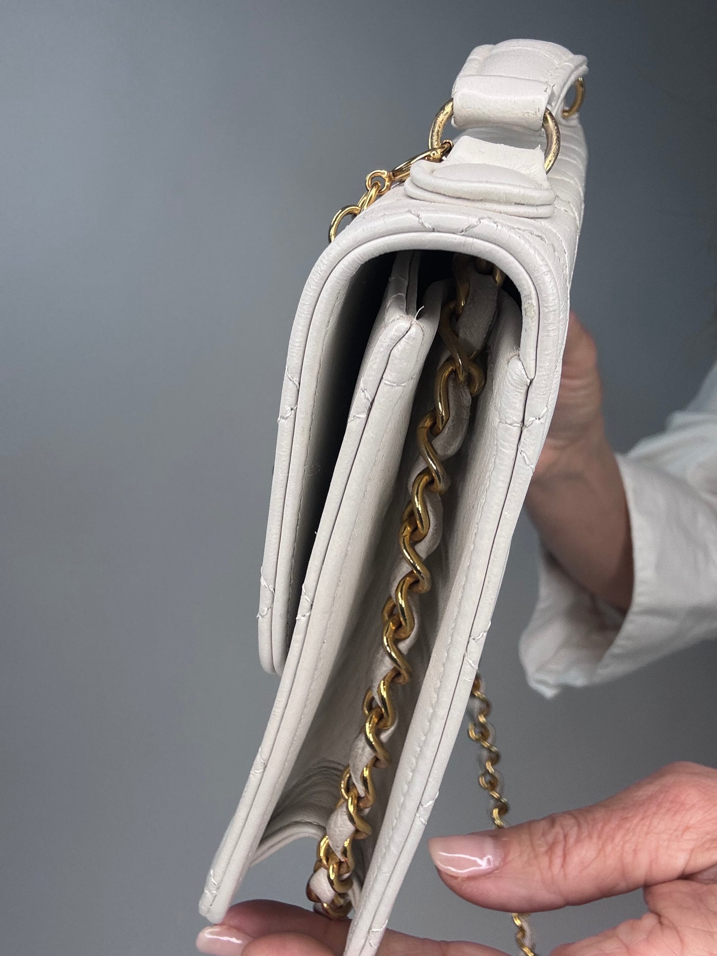 Chanel Double Turn Lock Brief case Bag White
