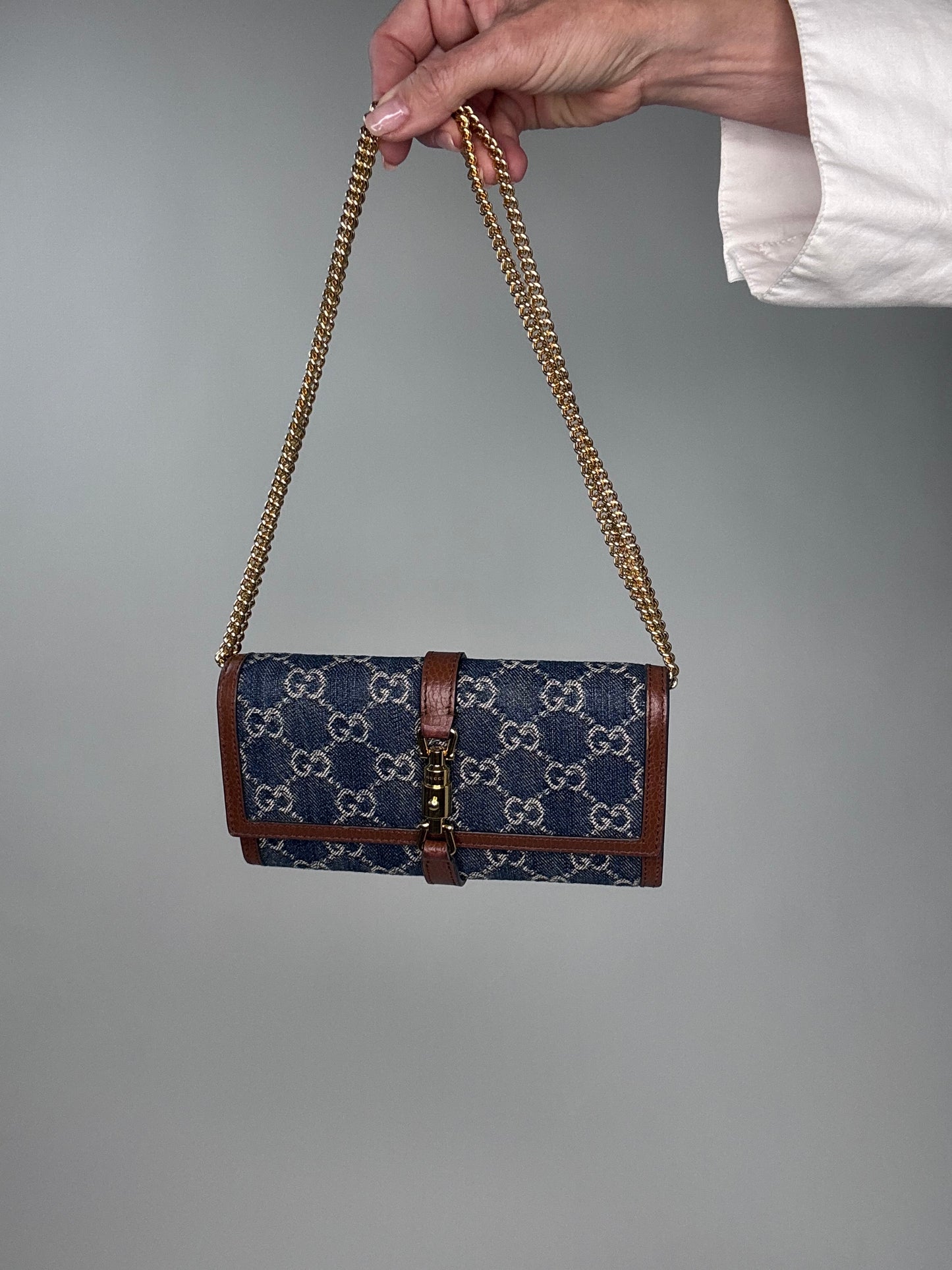 Gucci Jackie 1961 Denim Wallet On Chain