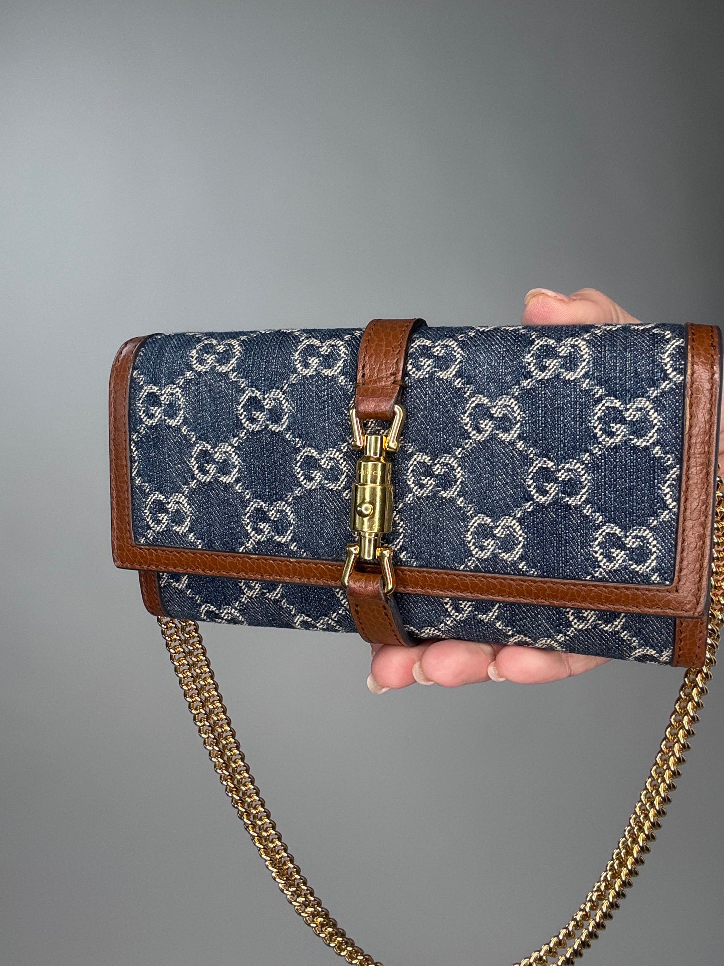 Gucci Jackie 1961 Denim Wallet On Chain
