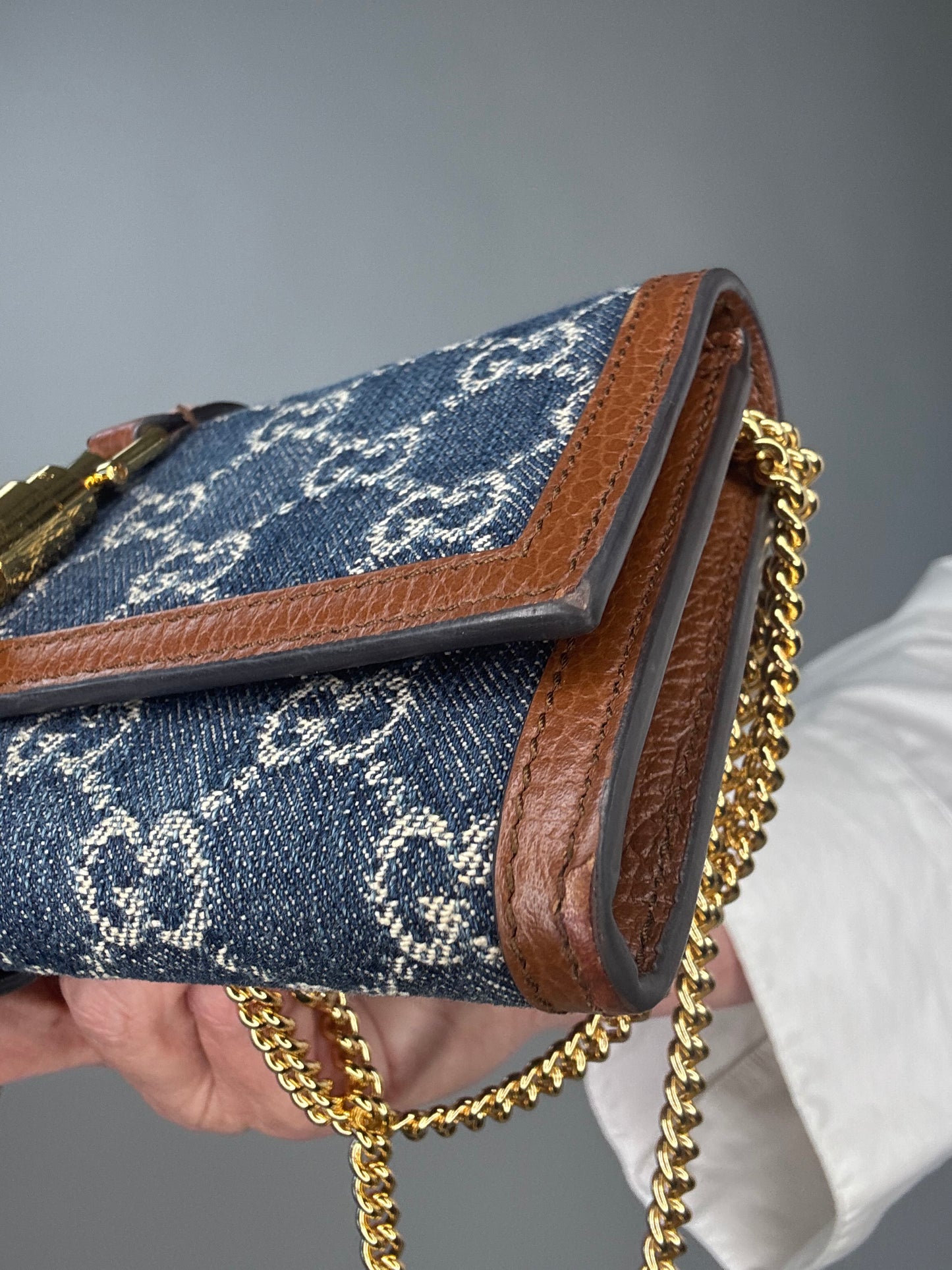 Gucci Jackie 1961 Denim Wallet On Chain