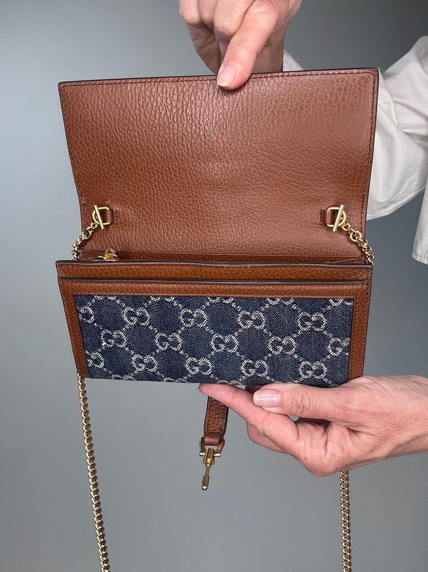Gucci Jackie 1961 Denim Wallet On Chain