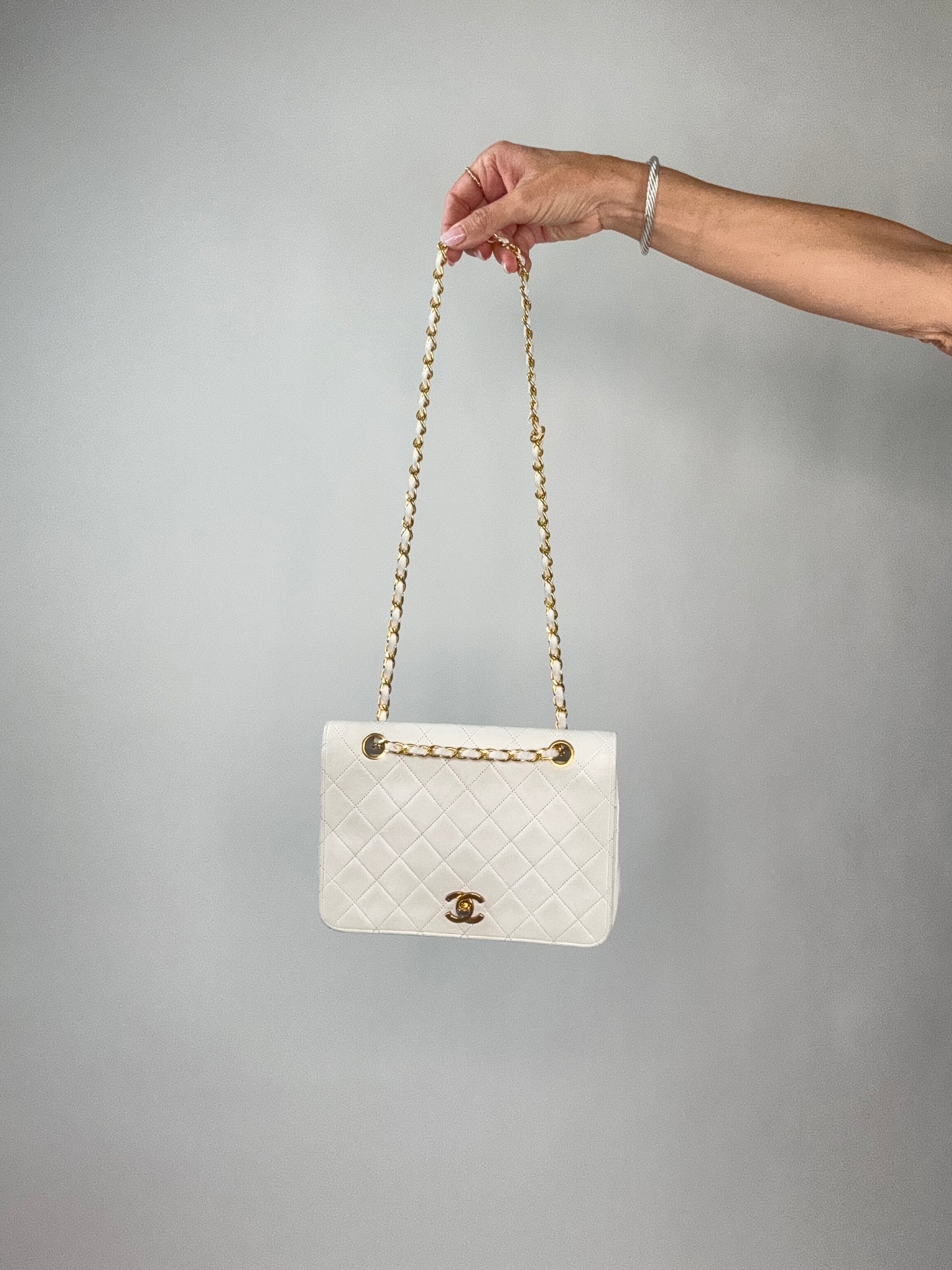 Chanel CC Matelasse Single Flap White