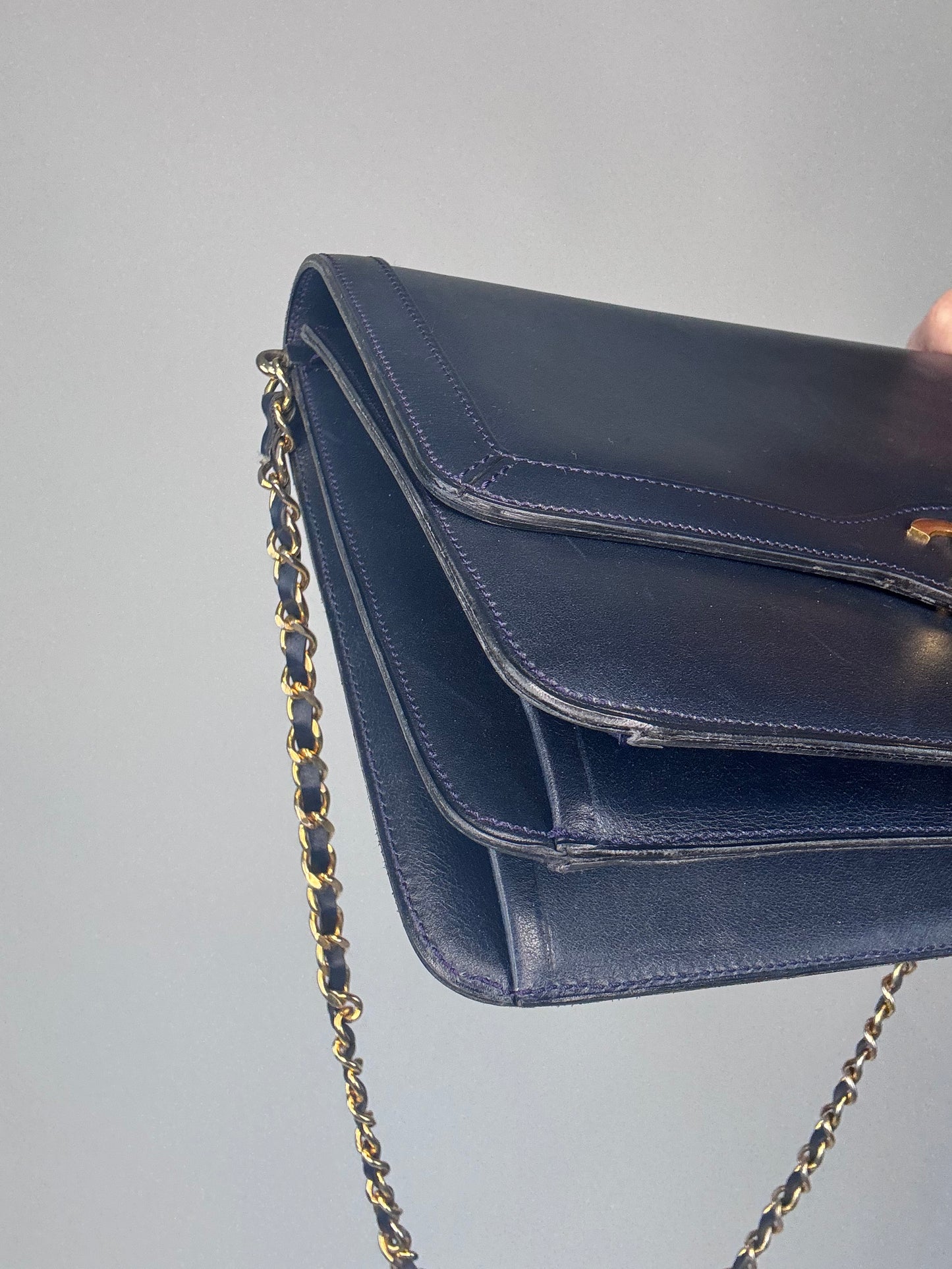 Chanel Vintage Single Flap Paris Limited Edition Navy Blue