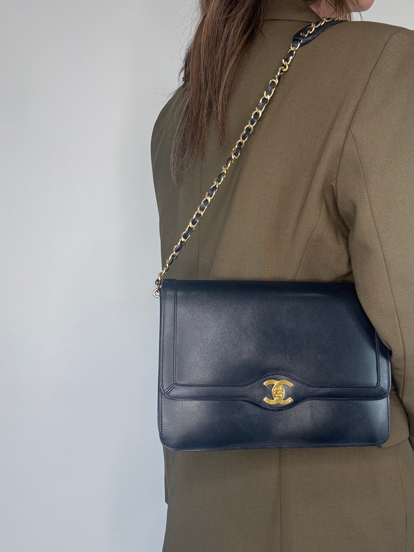 Chanel Vintage Single Flap Paris Limited Edition Navy Blue