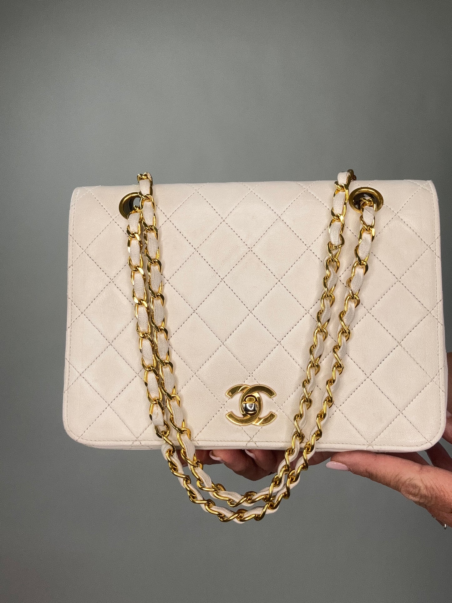 Chanel CC Matelasse Single Flap White