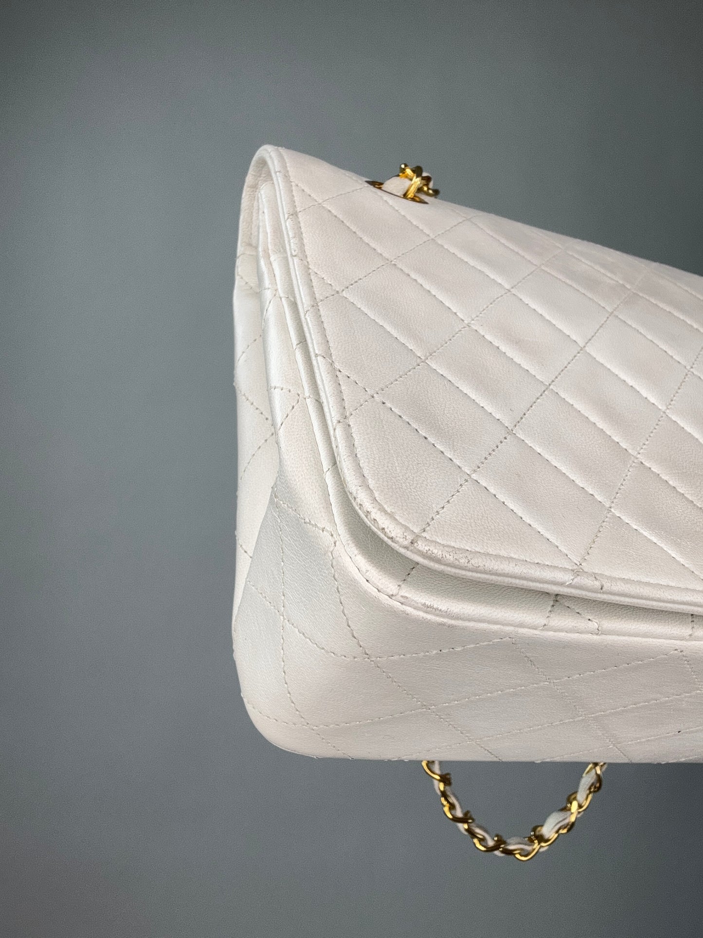 Chanel CC Matelasse Single Flap White