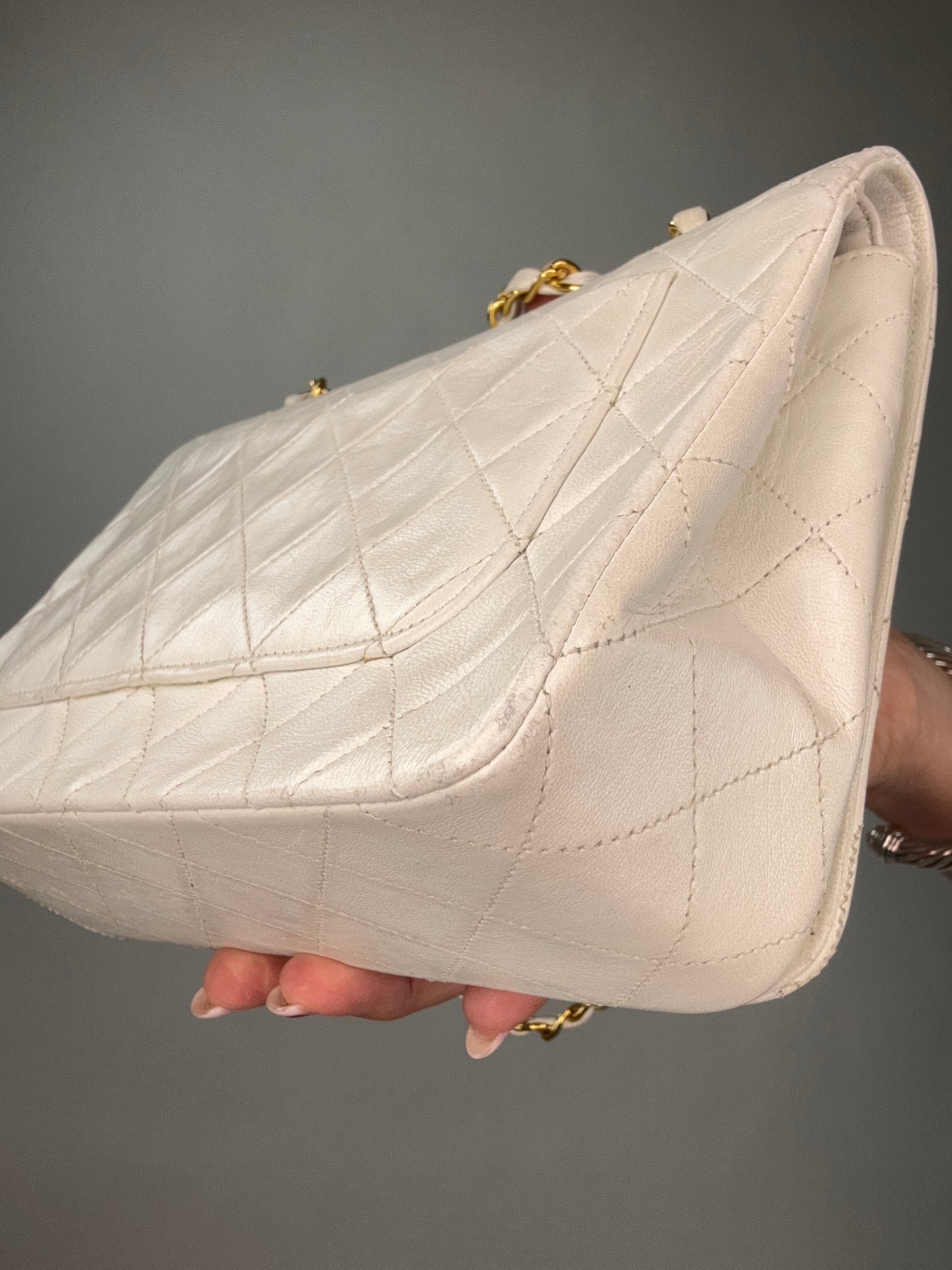 Chanel CC Matelasse Single Flap White