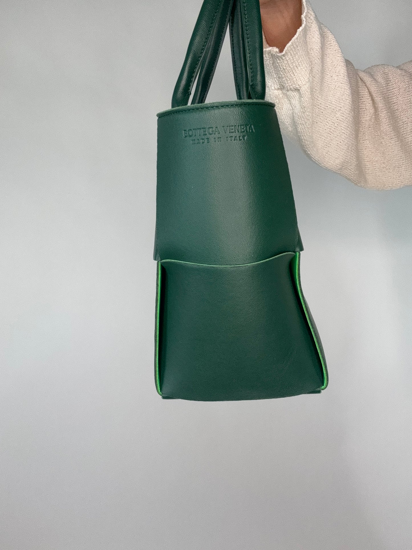 Bottega Veneta Small Green Arco Bag With Pouch