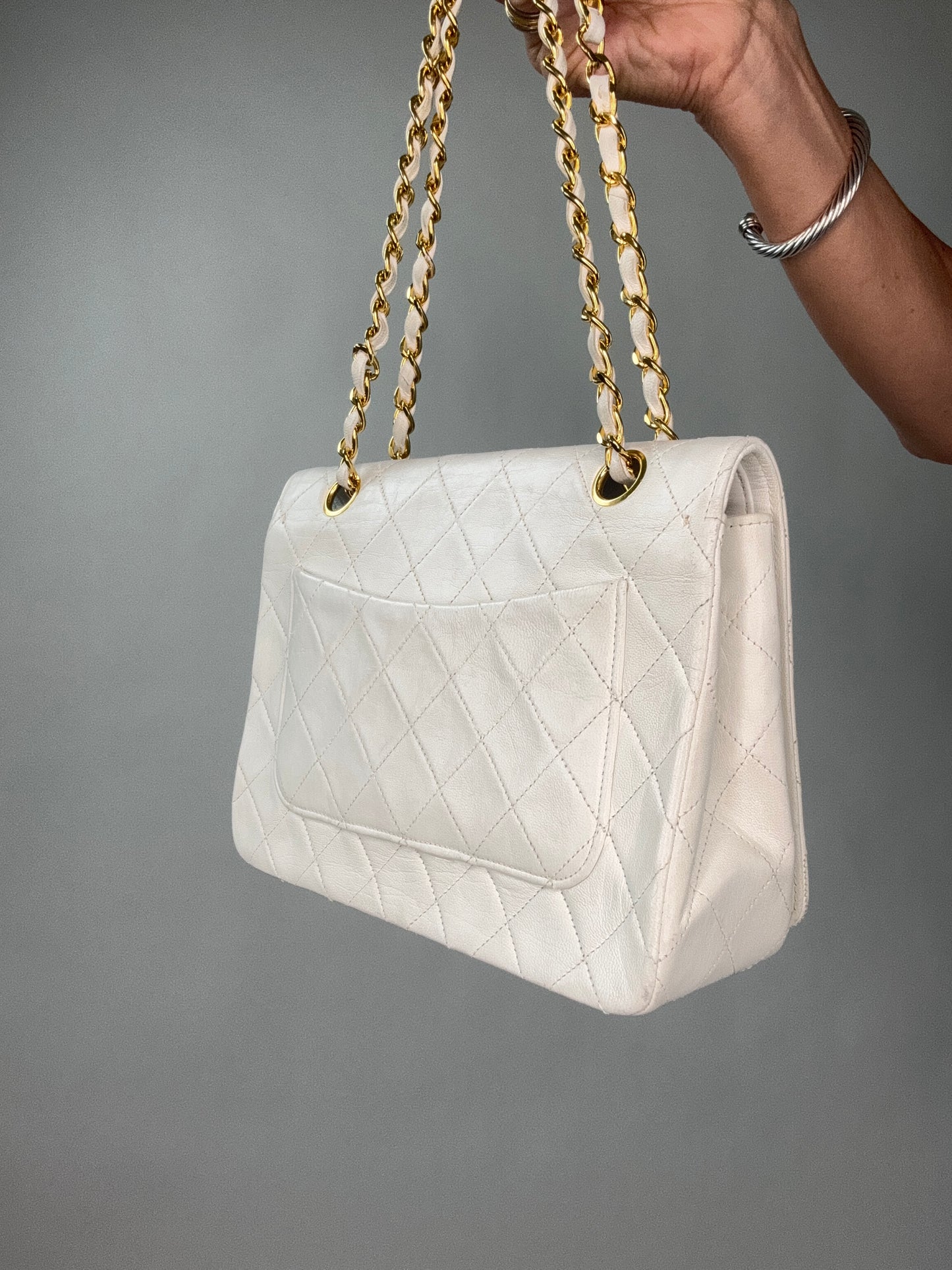 Chanel CC Matelasse Single Flap White