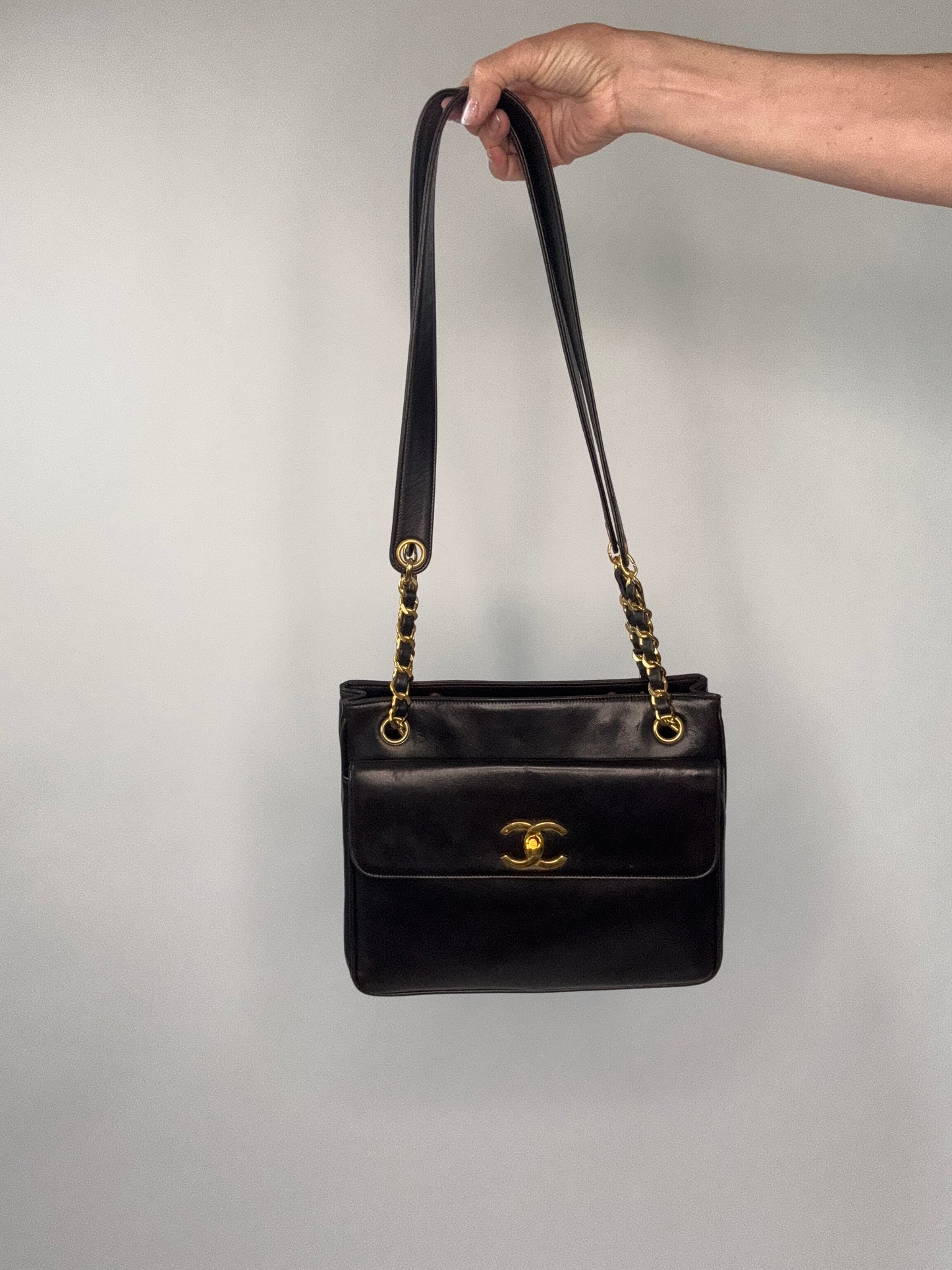 Chanel Vintage Double Sided Tote Deep Brown Lambskin