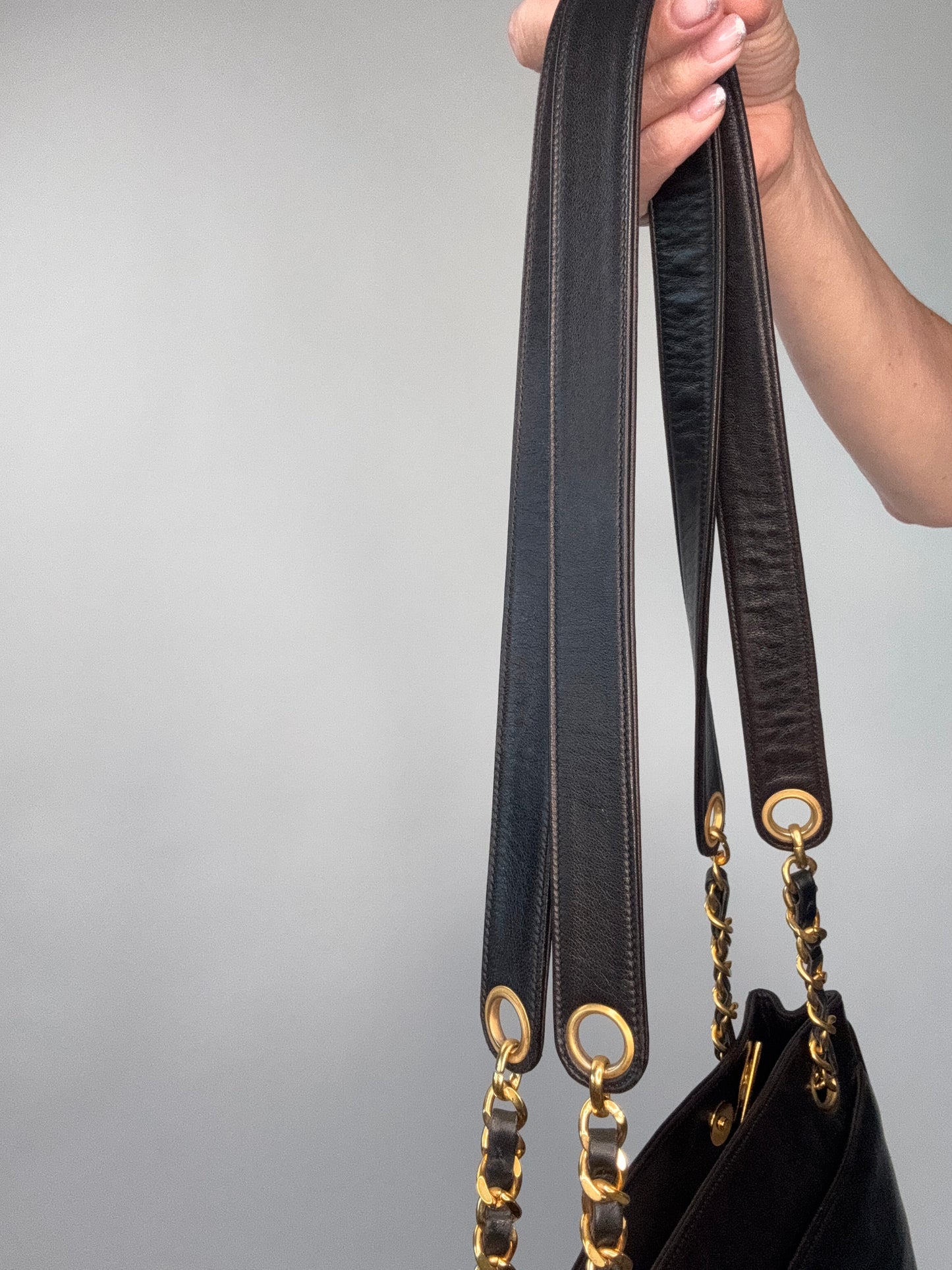 Chanel Vintage Double Sided Tote Deep Brown Lambskin