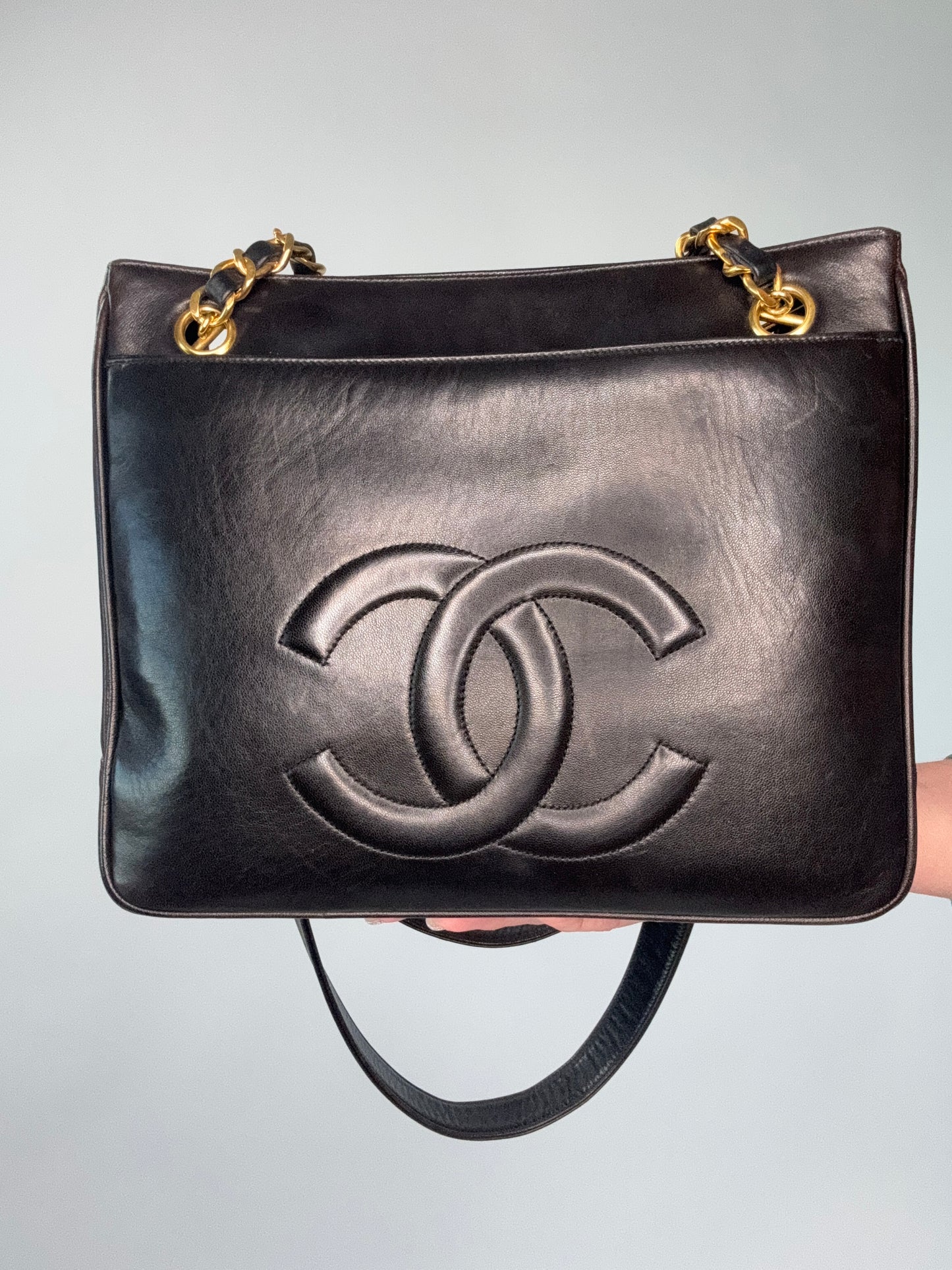 Chanel Vintage Double Sided Tote Deep Brown Lambskin