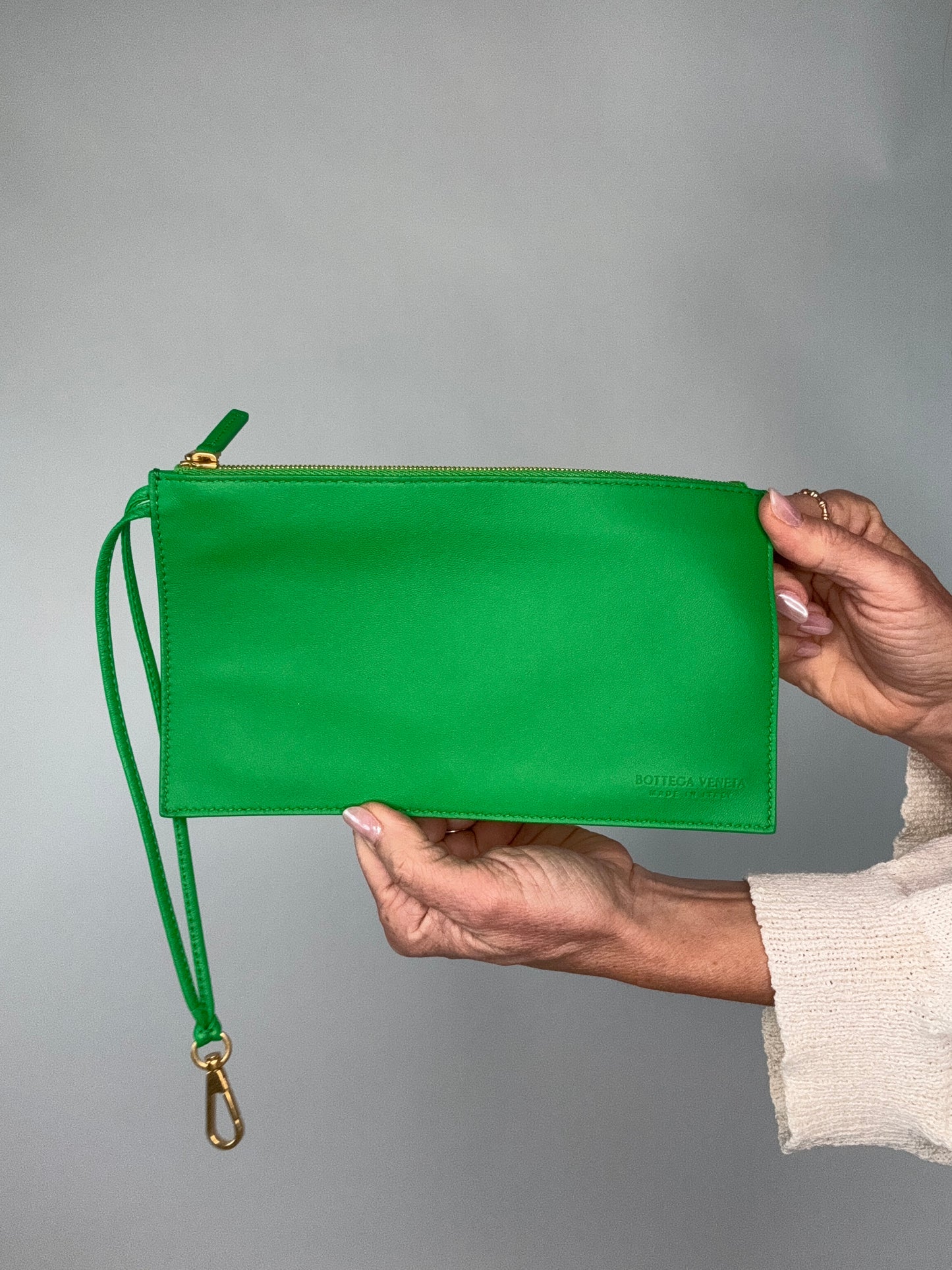 Bottega Veneta Small Green Arco Bag With Pouch