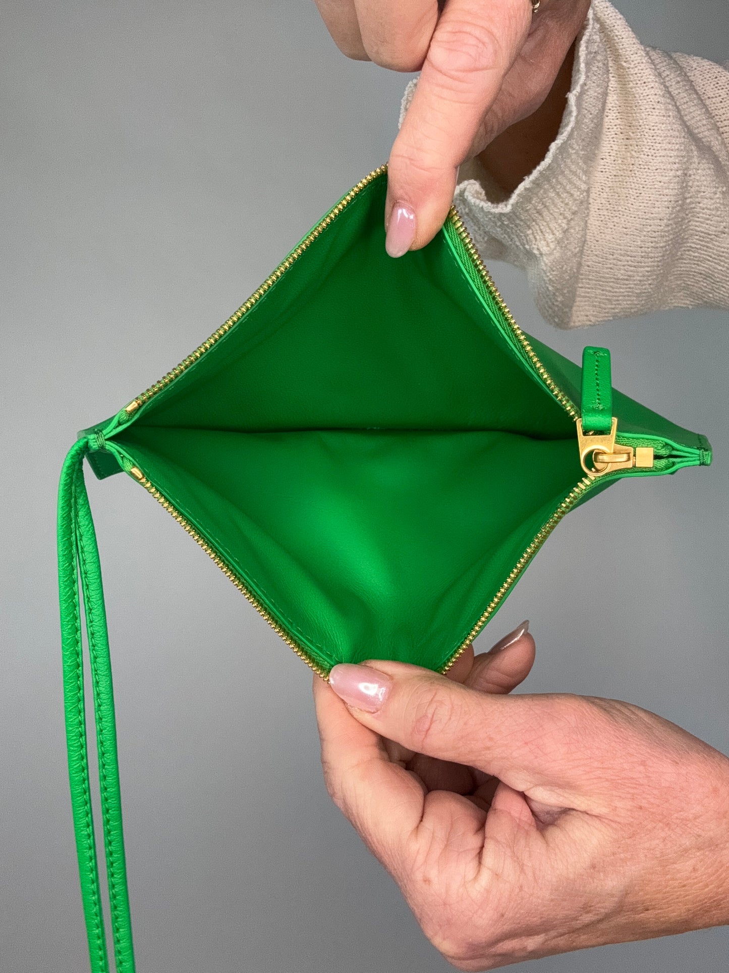 Bottega Veneta Small Green Arco Bag With Pouch