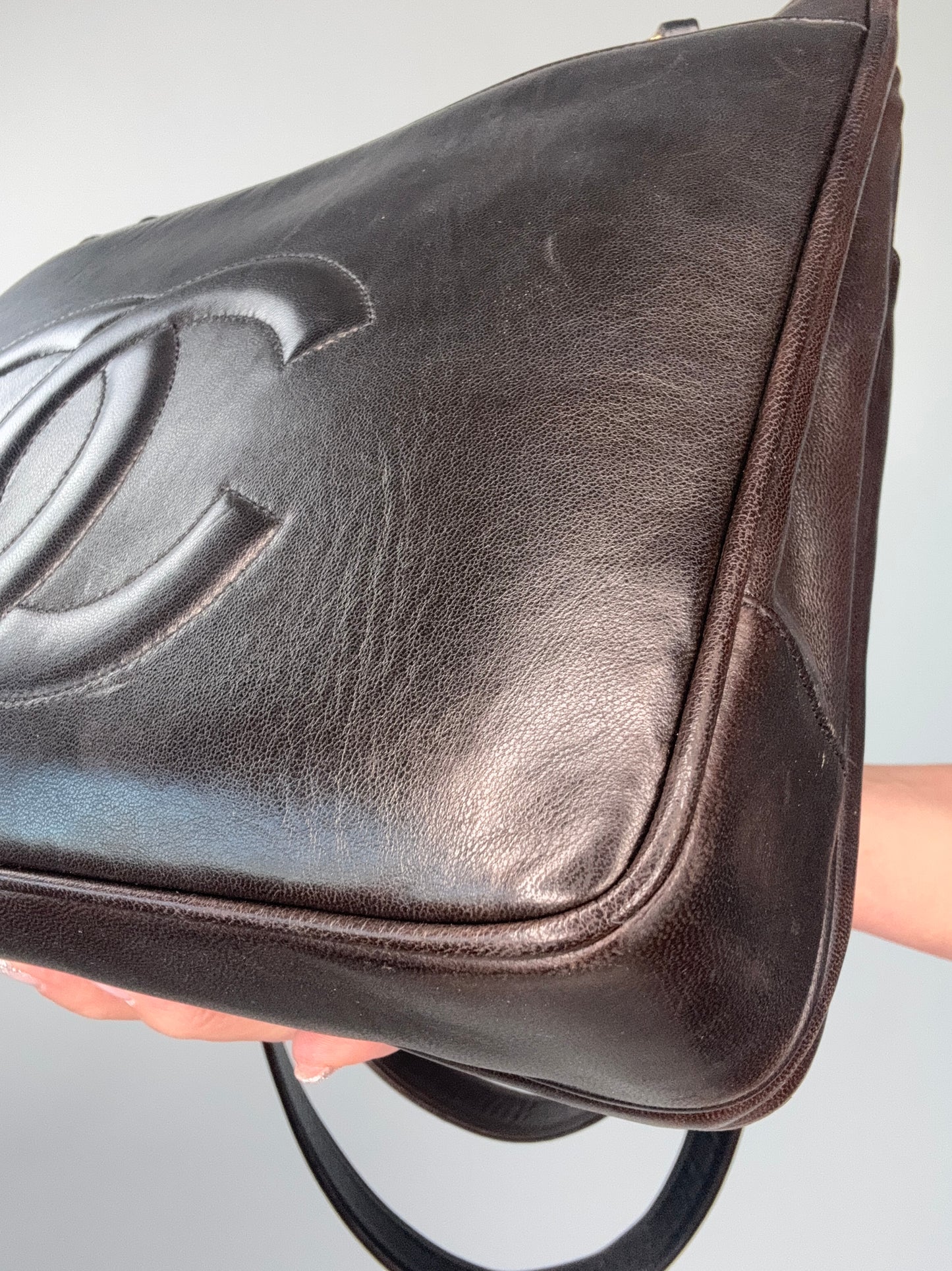 Chanel Vintage Double Sided Tote Deep Brown Lambskin