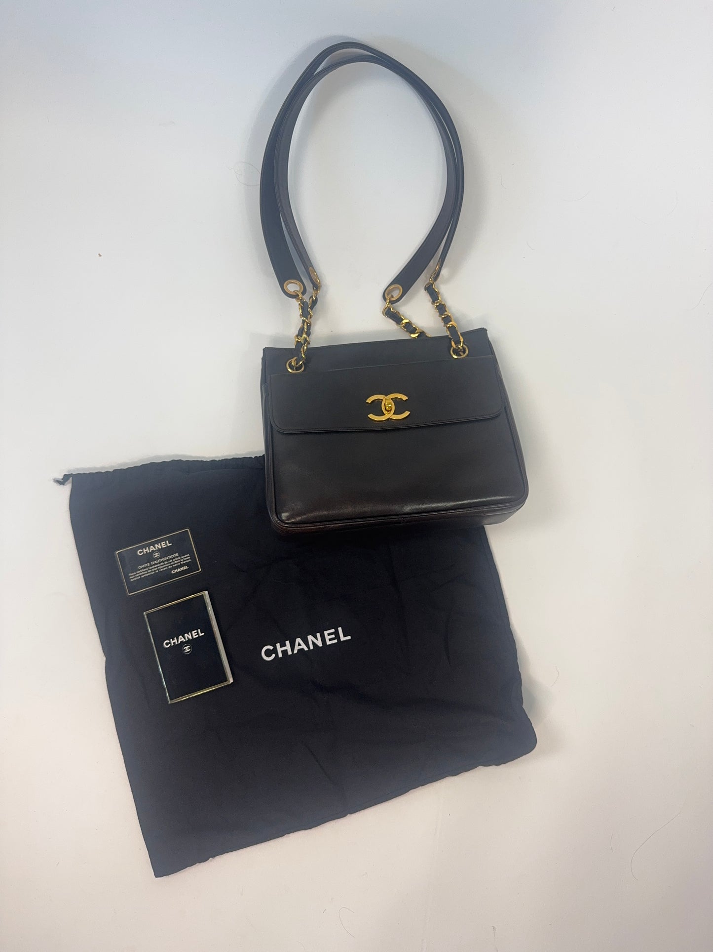 Chanel Vintage Double Sided Tote Deep Brown Lambskin