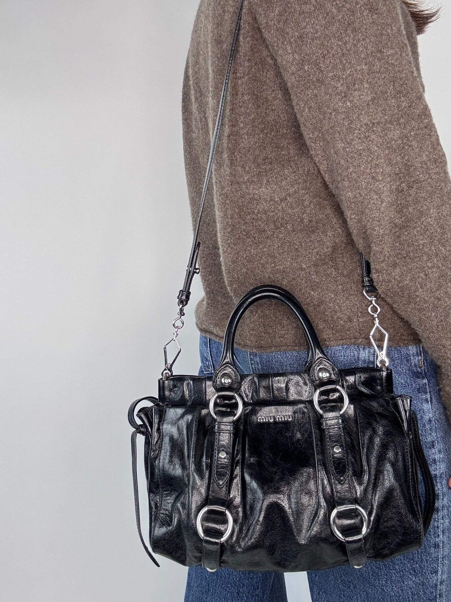 Miu Miu Vintage Vitello Lux Two Way Bag Small
